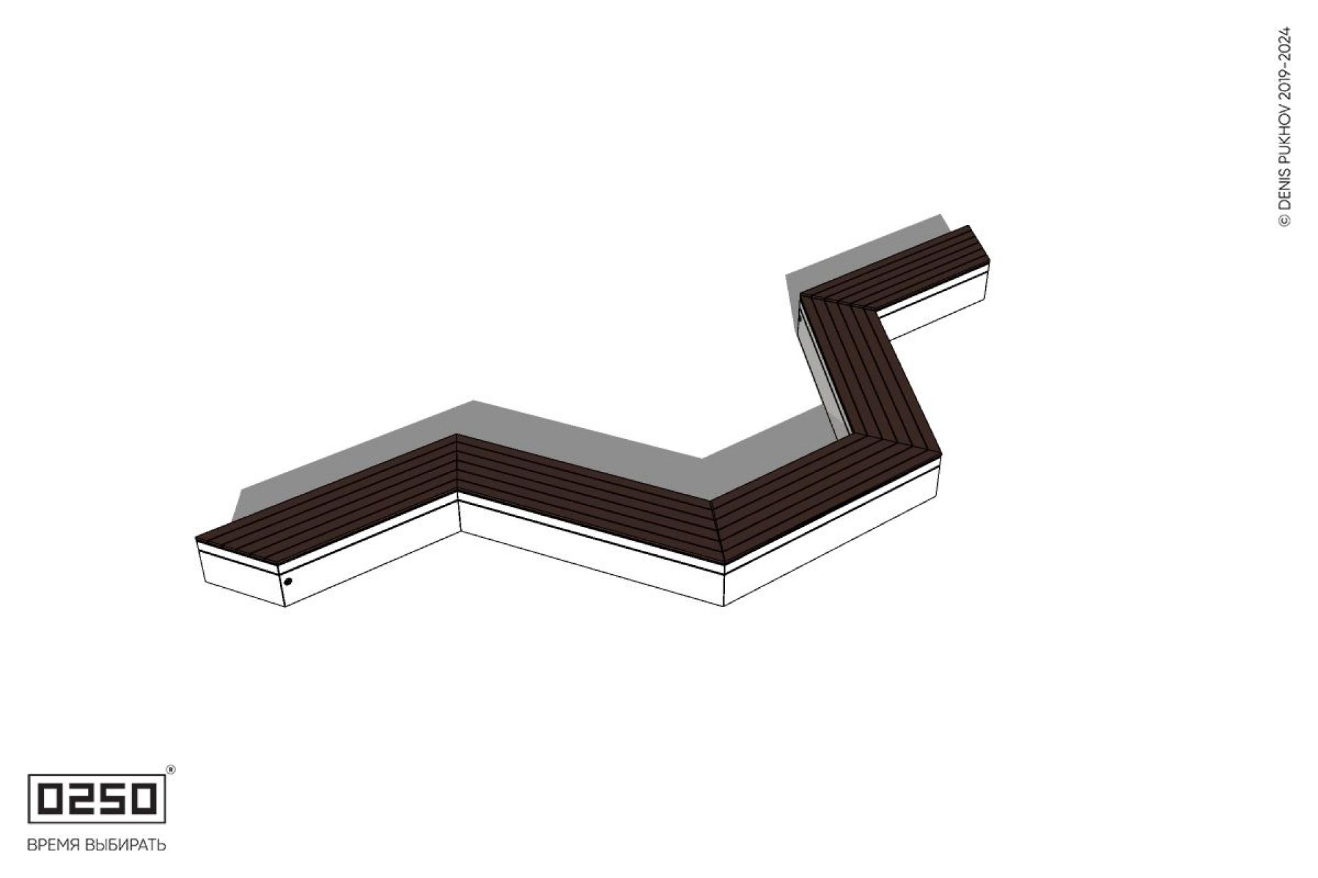 Уличная U-образная трапецеидальная широкая скамейка на блоке производство 0250