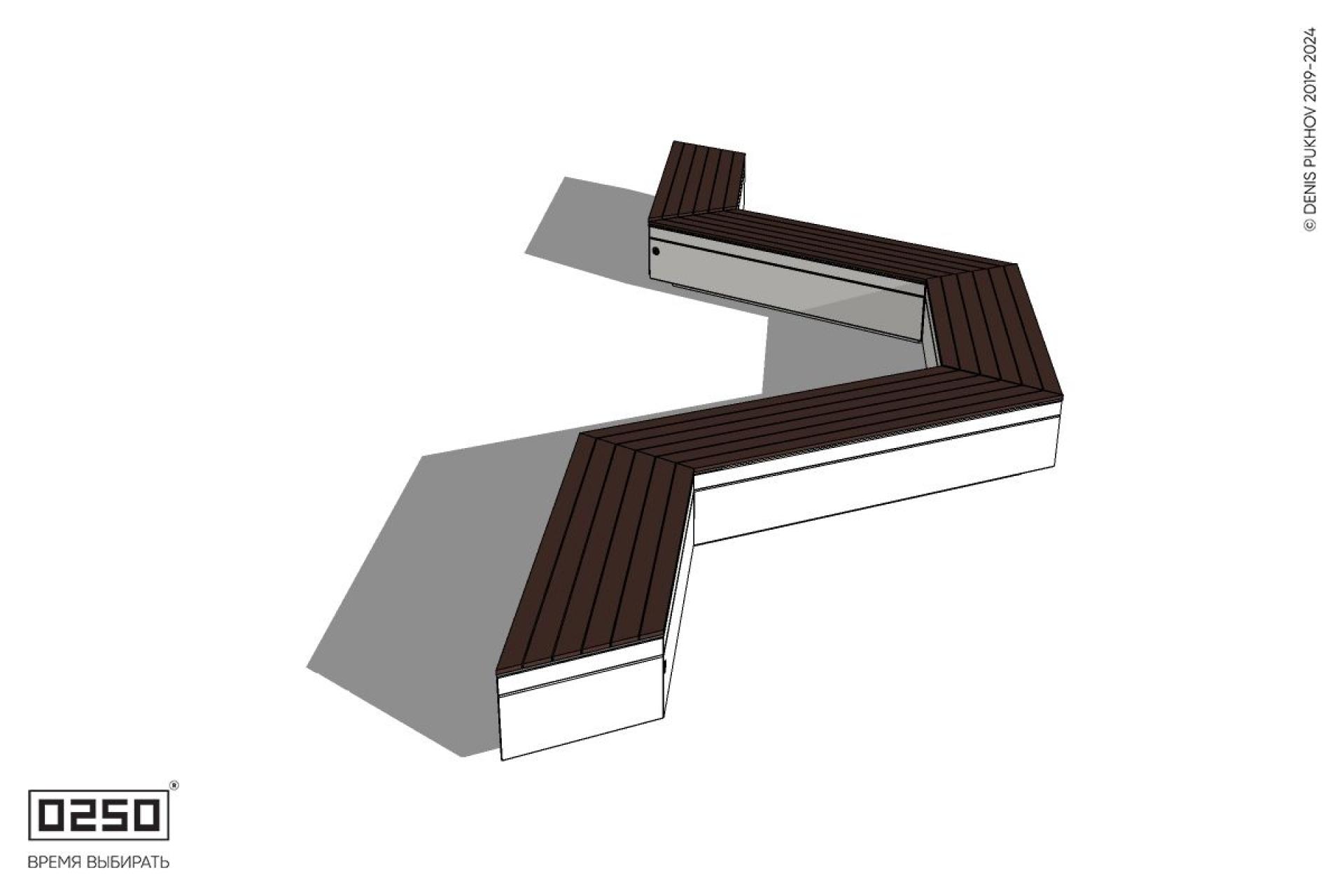 Уличная U-образная трапецеидальная широкая скамейка на блоке производство 0250