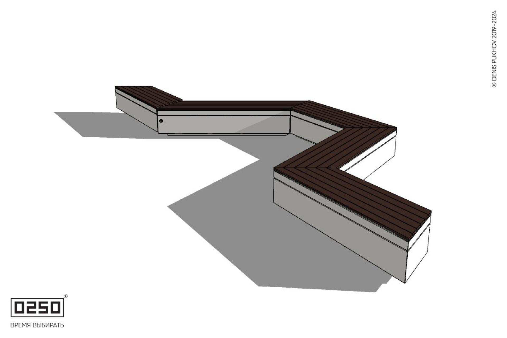 Уличная U-образная трапецеидальная широкая скамейка на блоке производство 0250