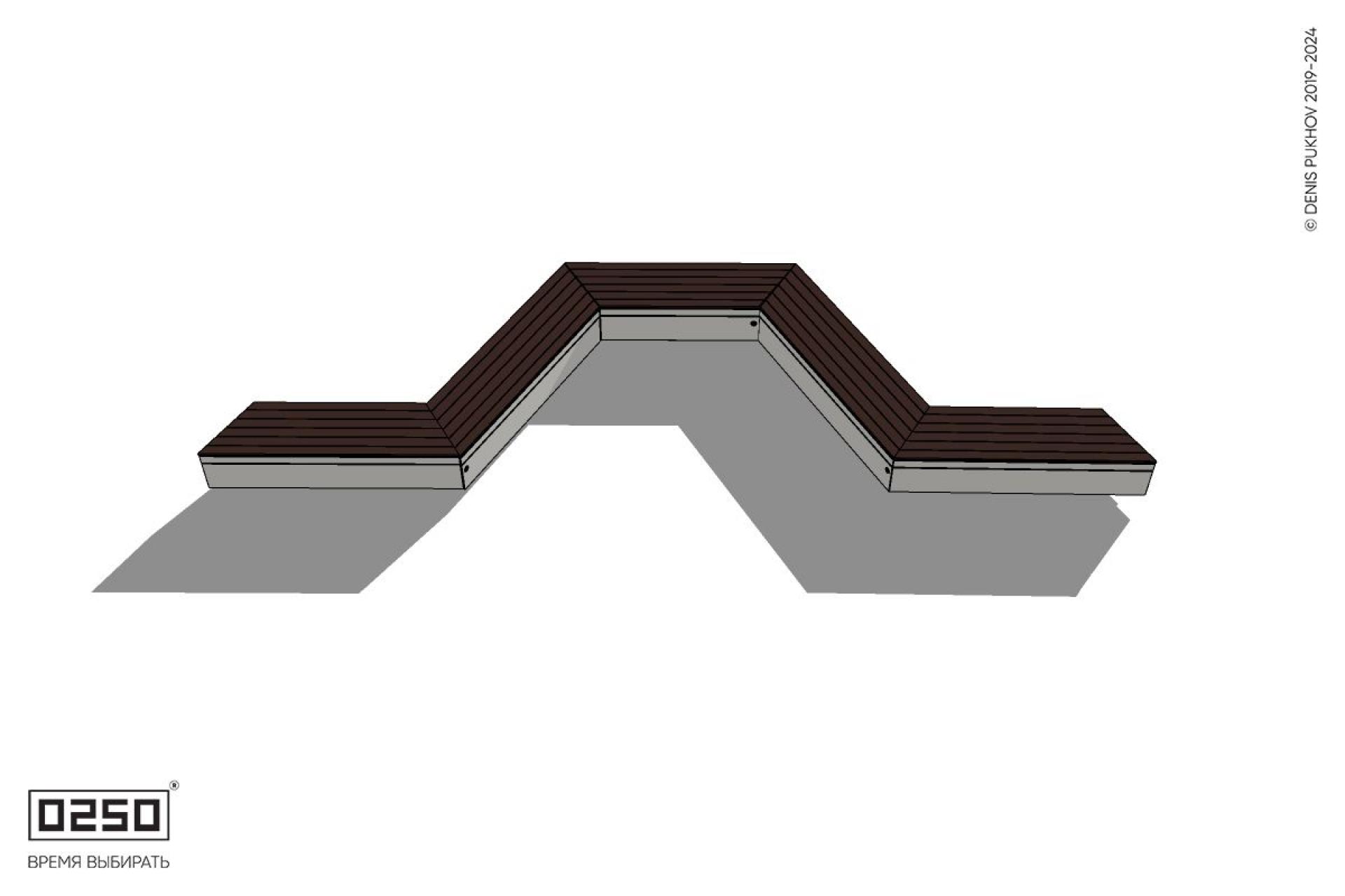 Уличная U-образная трапецеидальная широкая скамейка на блоке производство 0250