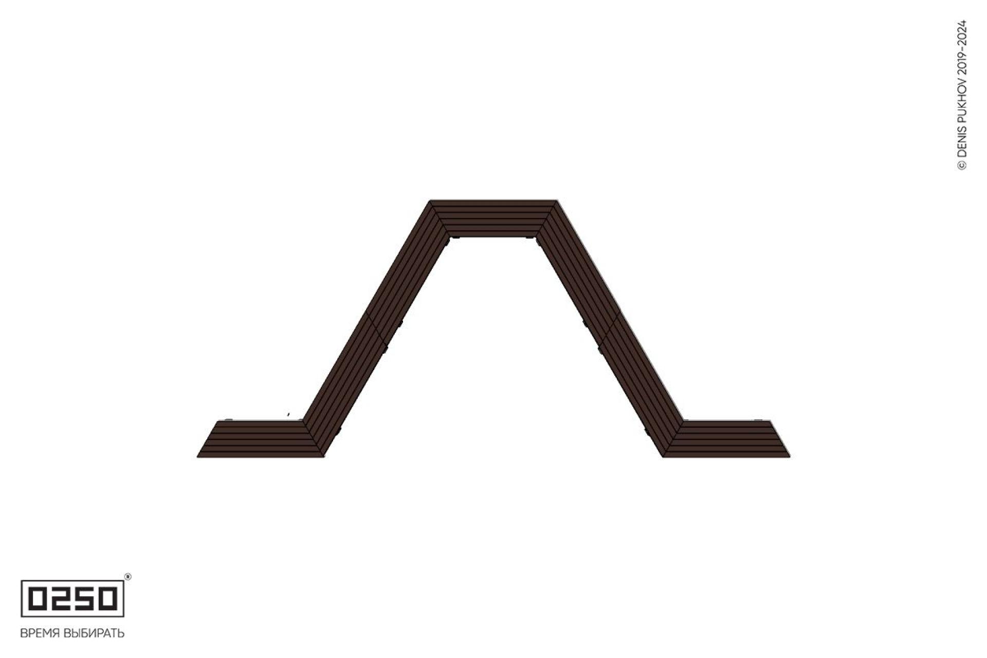 Уличная U-образная трапецеидальная широкая скамейка на ножках производство 0250, module