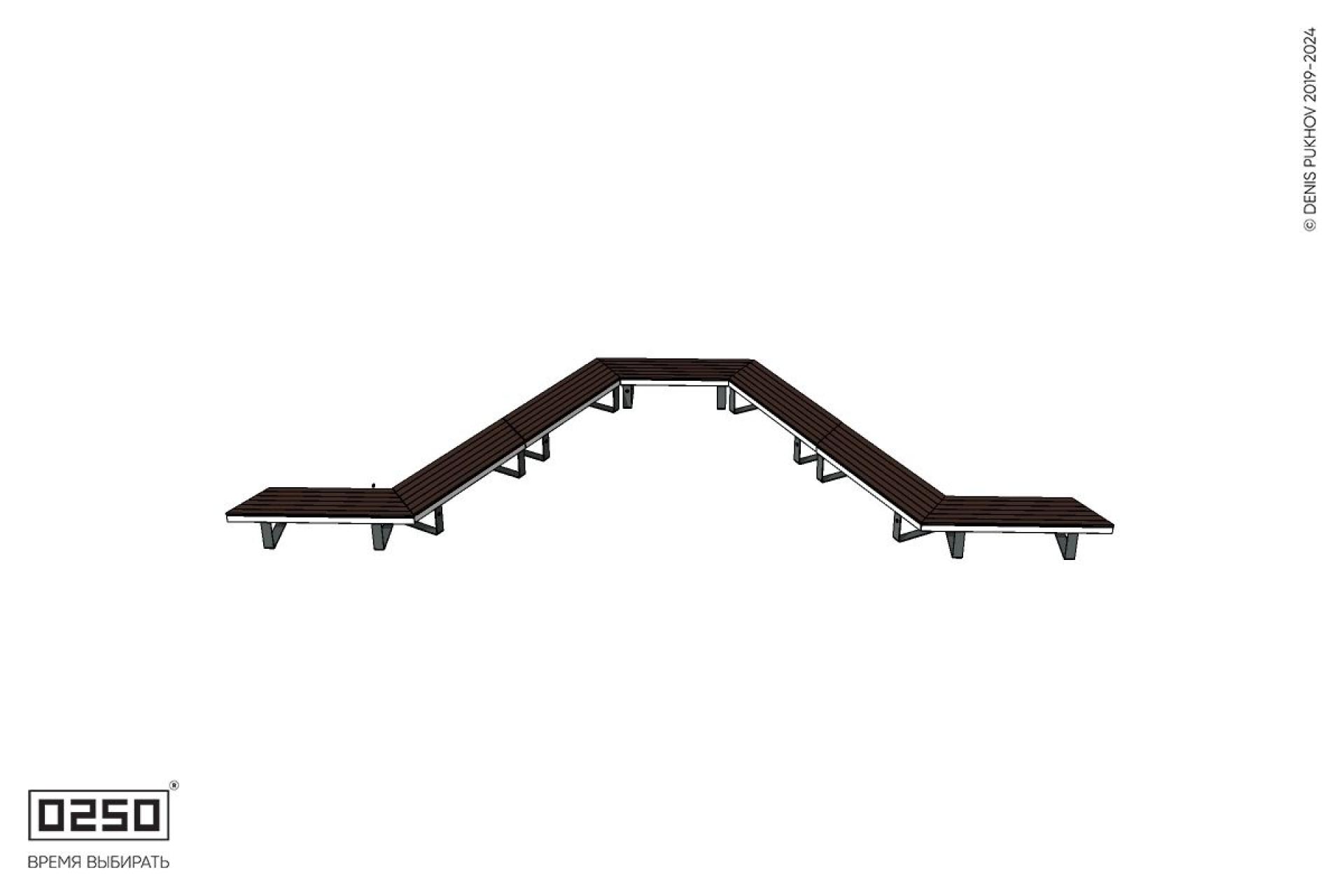 Уличная U-образная трапецеидальная широкая скамейка на ножках производство 0250