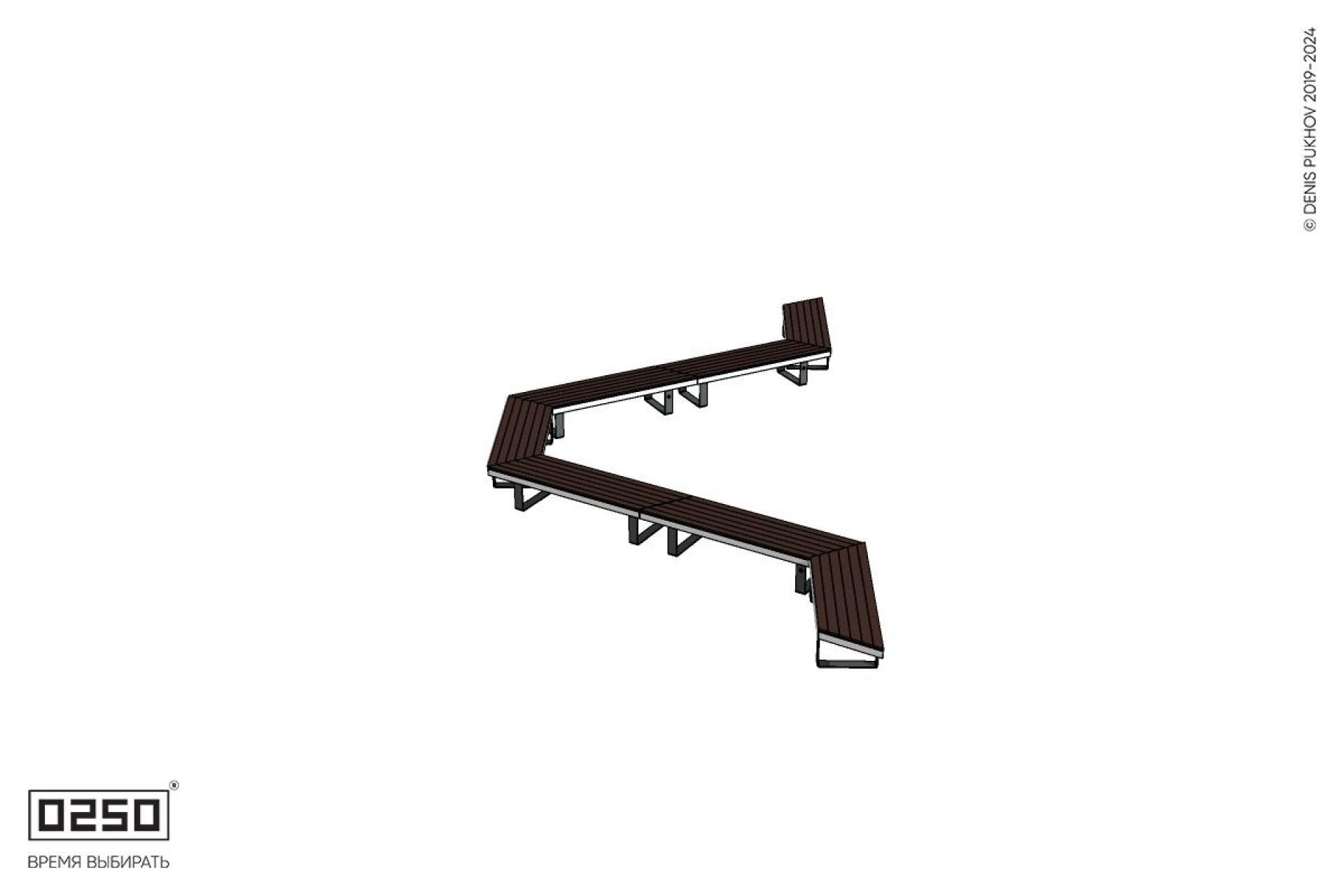 Уличная U-образная трапецеидальная широкая скамейка на ножках производство 0250