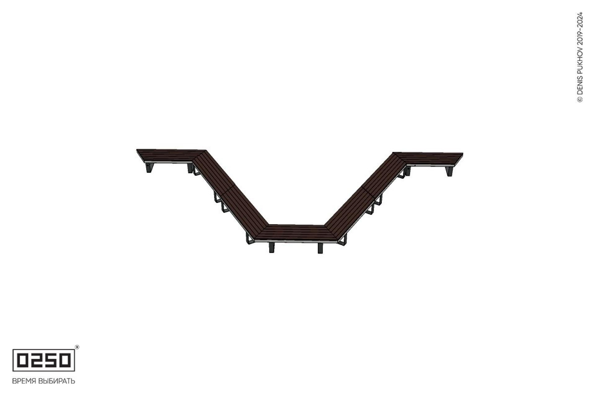 Уличная U-образная трапецеидальная широкая скамейка на ножках производство 0250