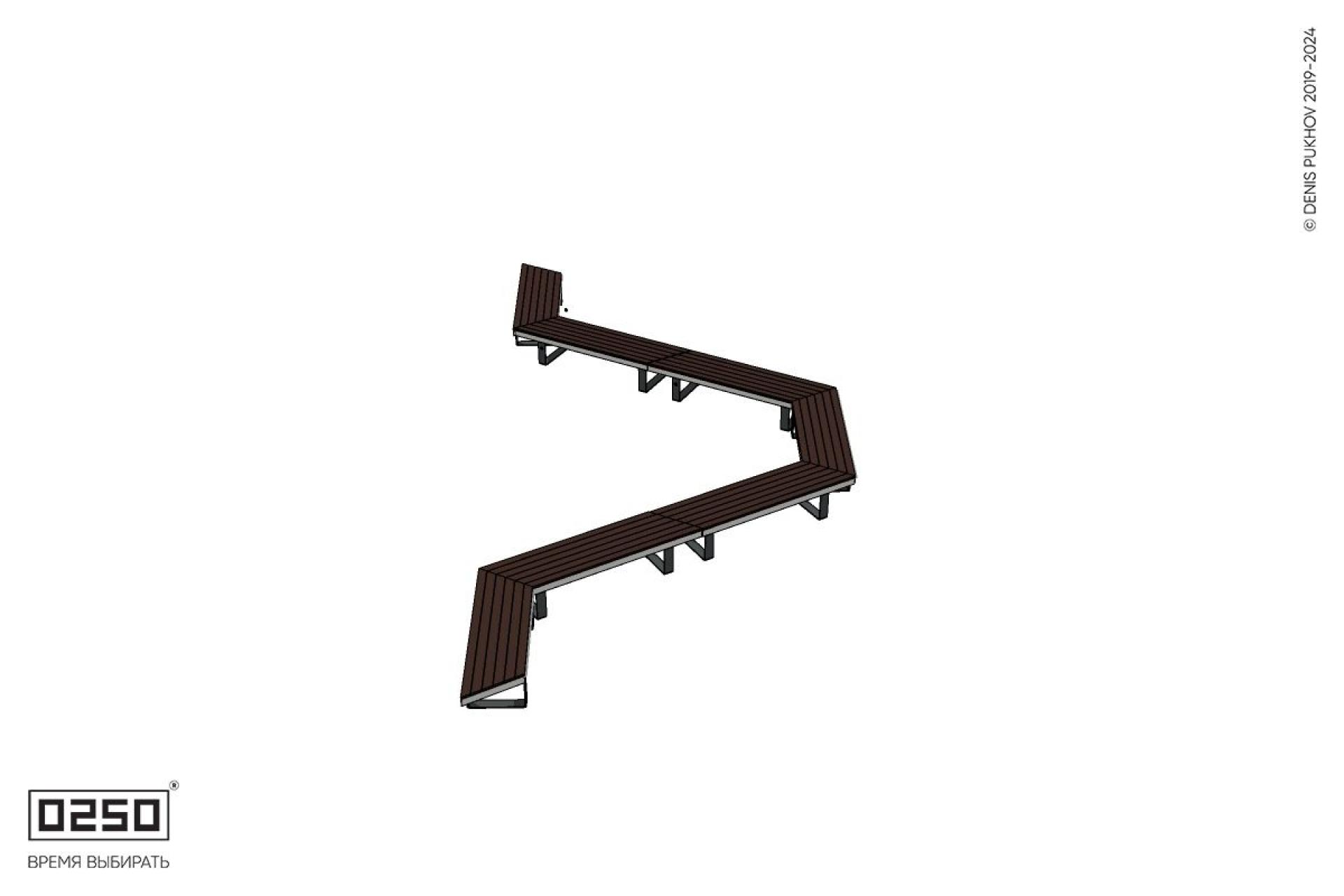Уличная U-образная трапецеидальная широкая скамейка на ножках производство 0250