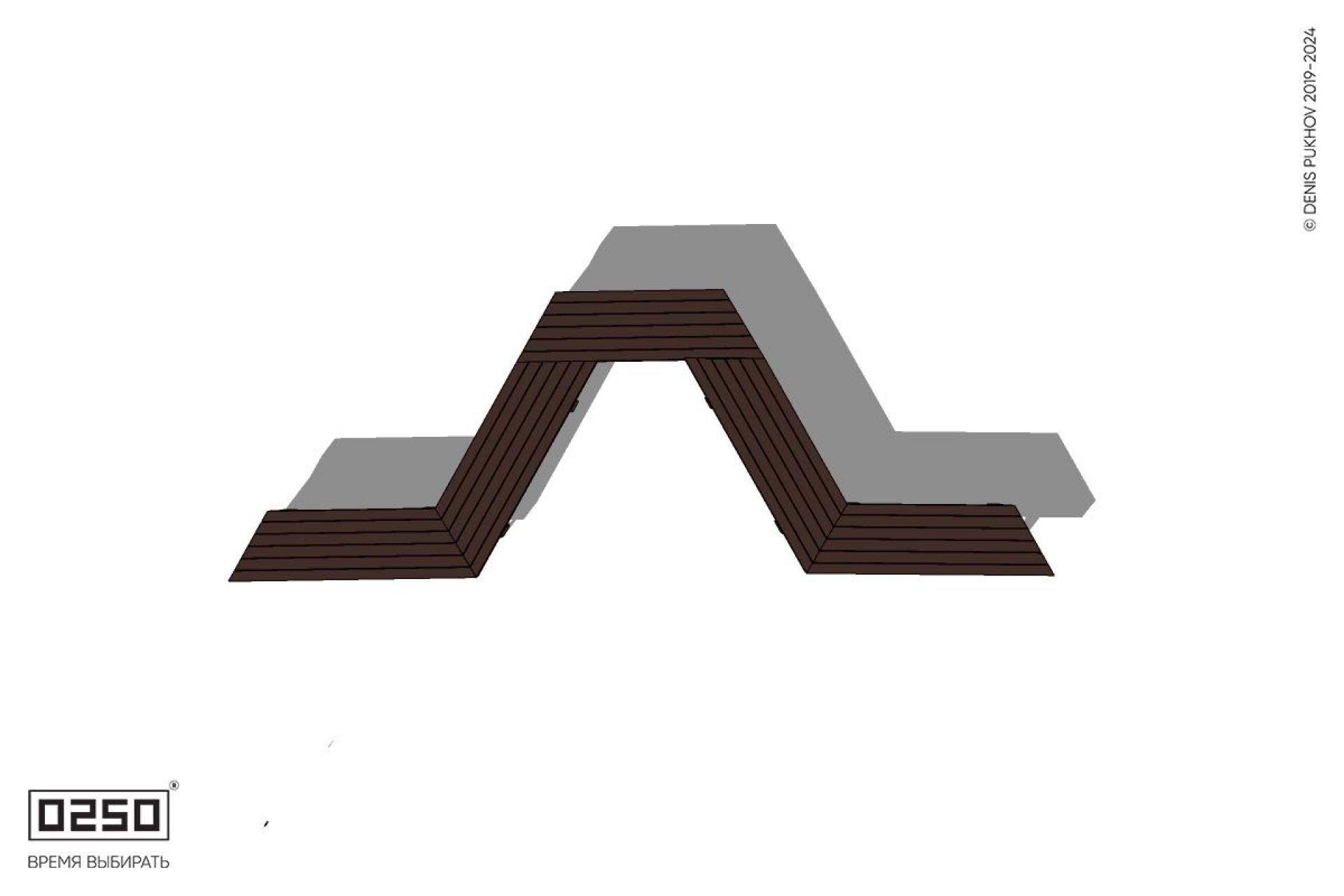 Уличная U-образная трапецеидальная скамейка на ножках производство 0250, module