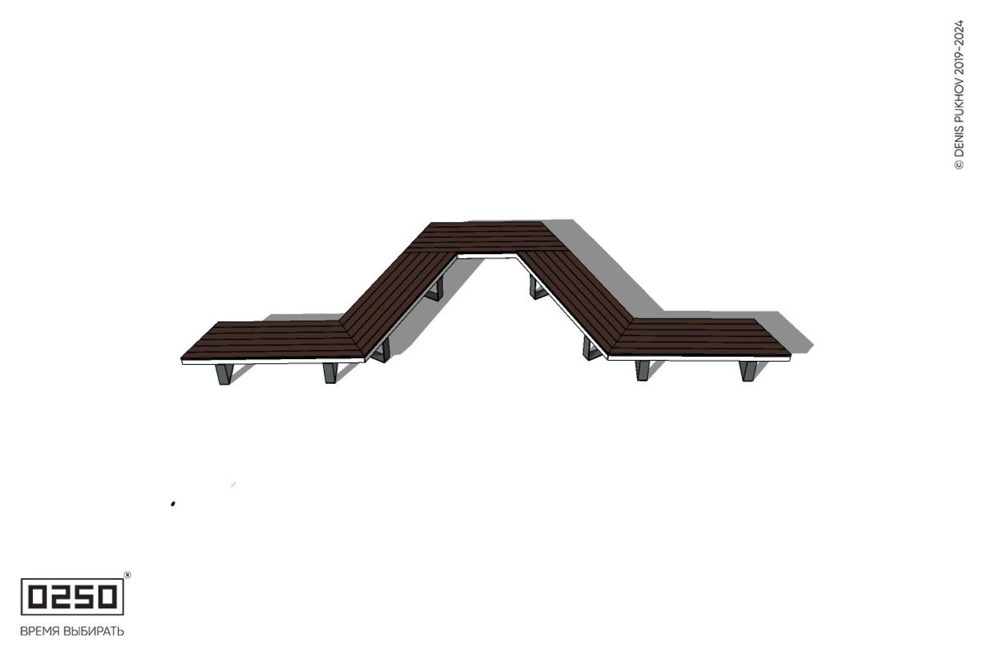 Уличная U-образная трапецеидальная скамейка на ножках производство 0250