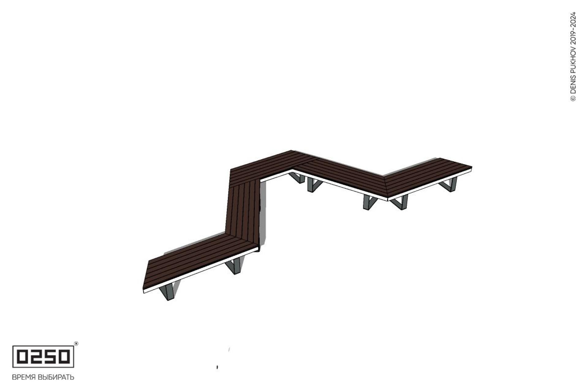 Уличная U-образная трапецеидальная скамейка на ножках производство 0250