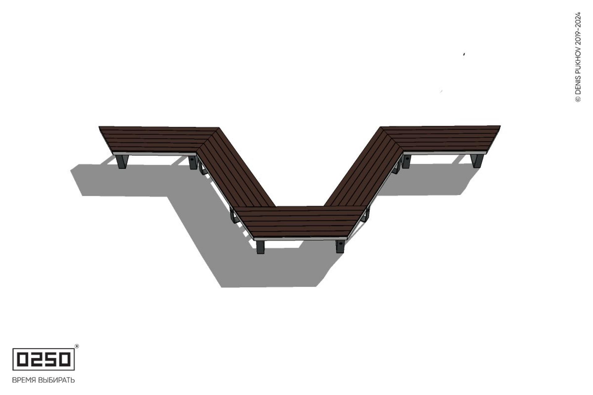 Уличная U-образная трапецеидальная скамейка на ножках производство 0250