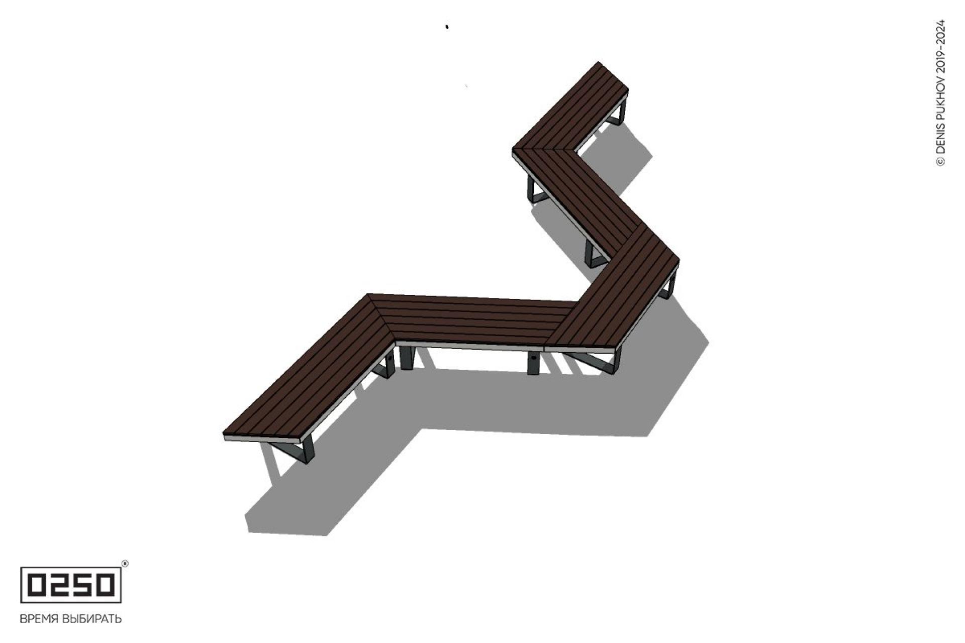 Уличная U-образная трапецеидальная скамейка на ножках производство 0250