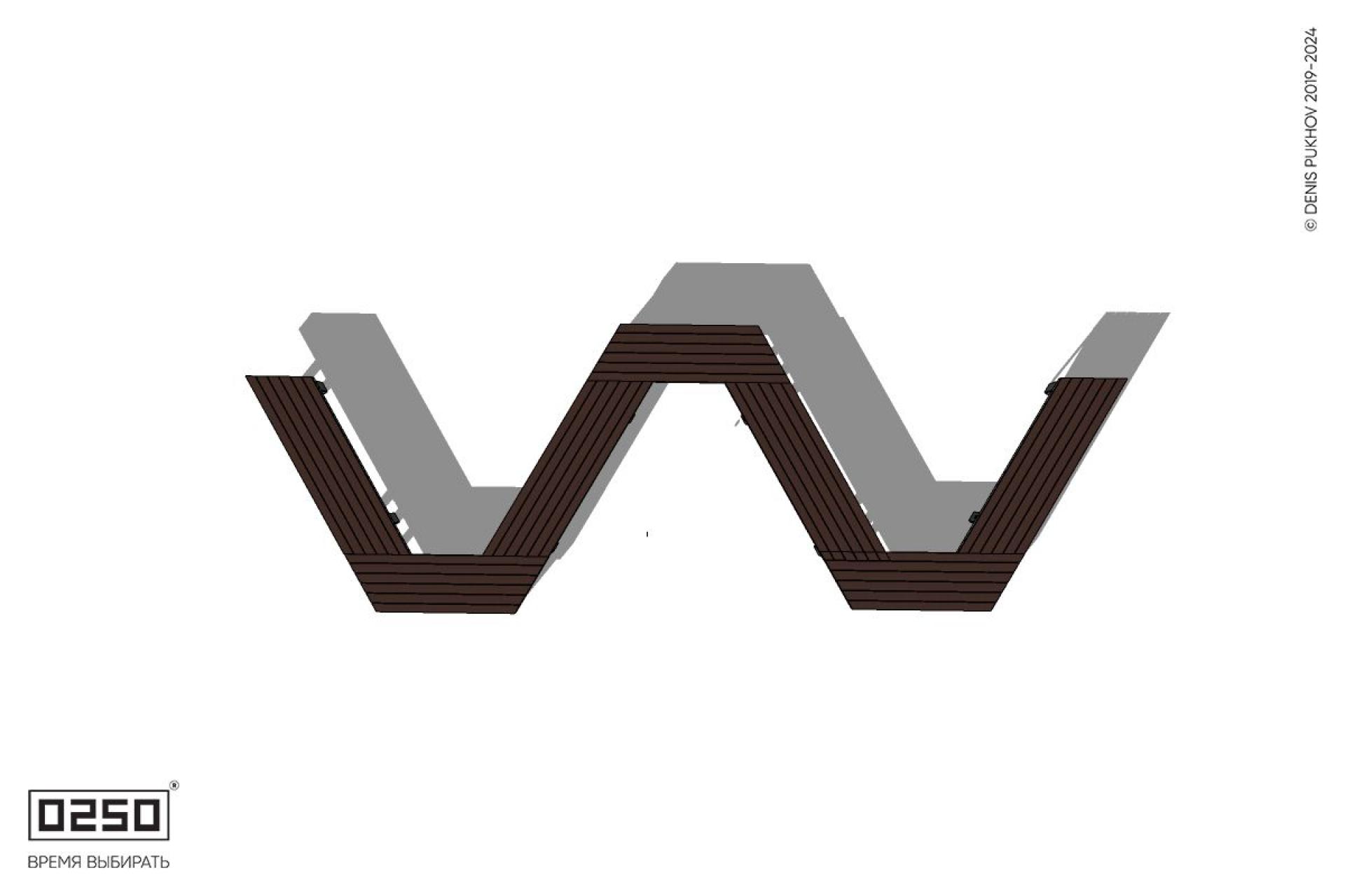 Уличная U-образная трапецеидальная длинная скамейка на ножках производство 0250, module