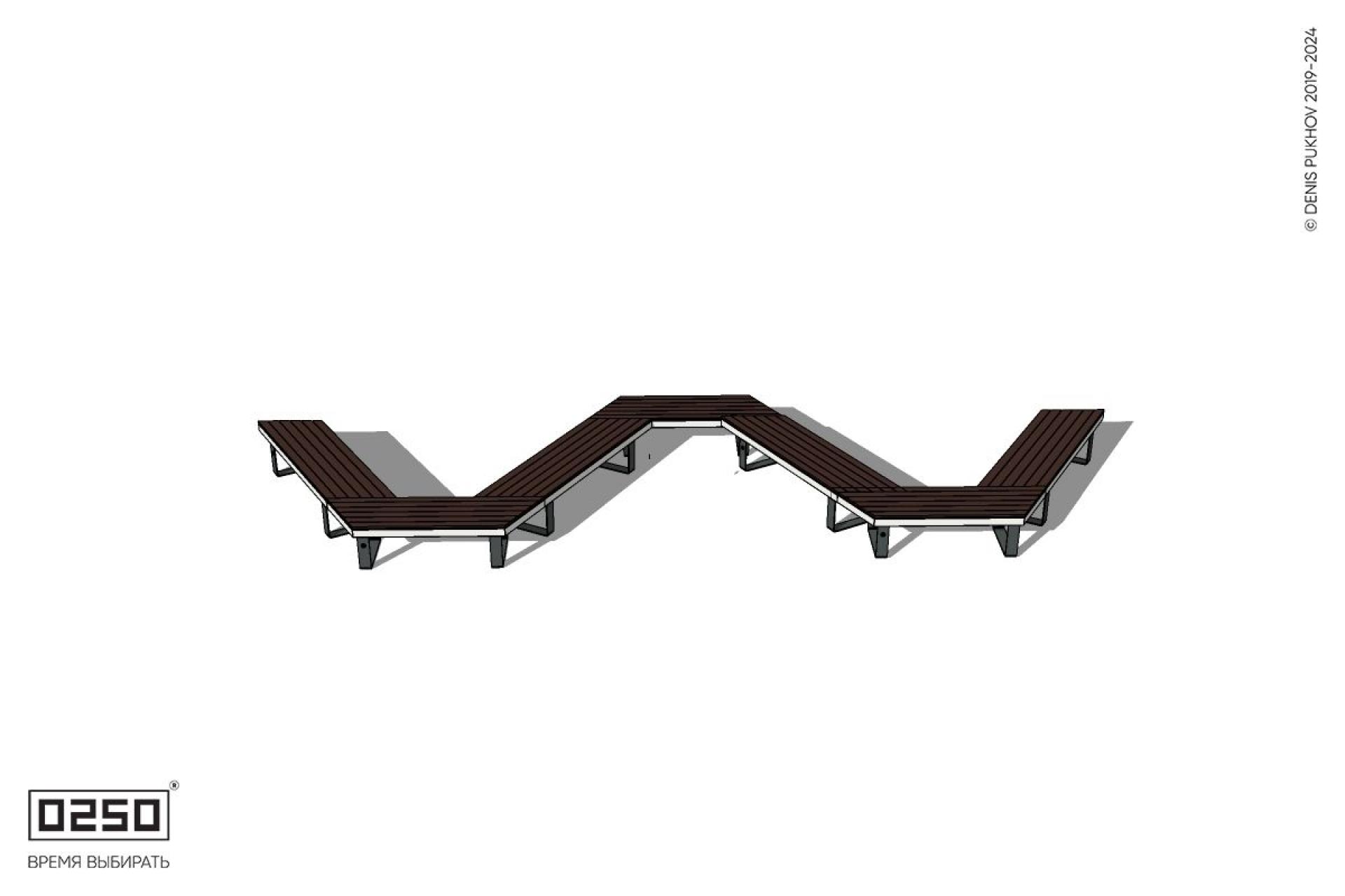 Уличная U-образная трапецеидальная длинная скамейка на ножках производство 0250