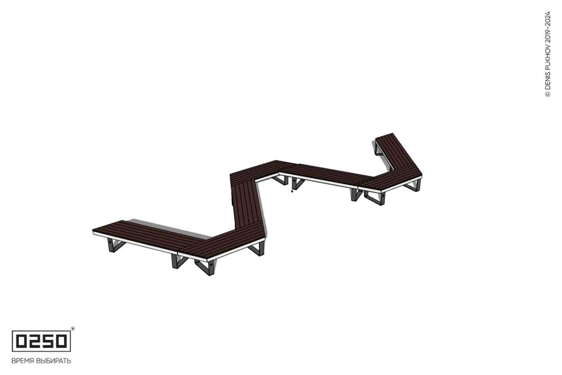 Уличная U-образная трапецеидальная длинная скамейка на ножках производство 0250