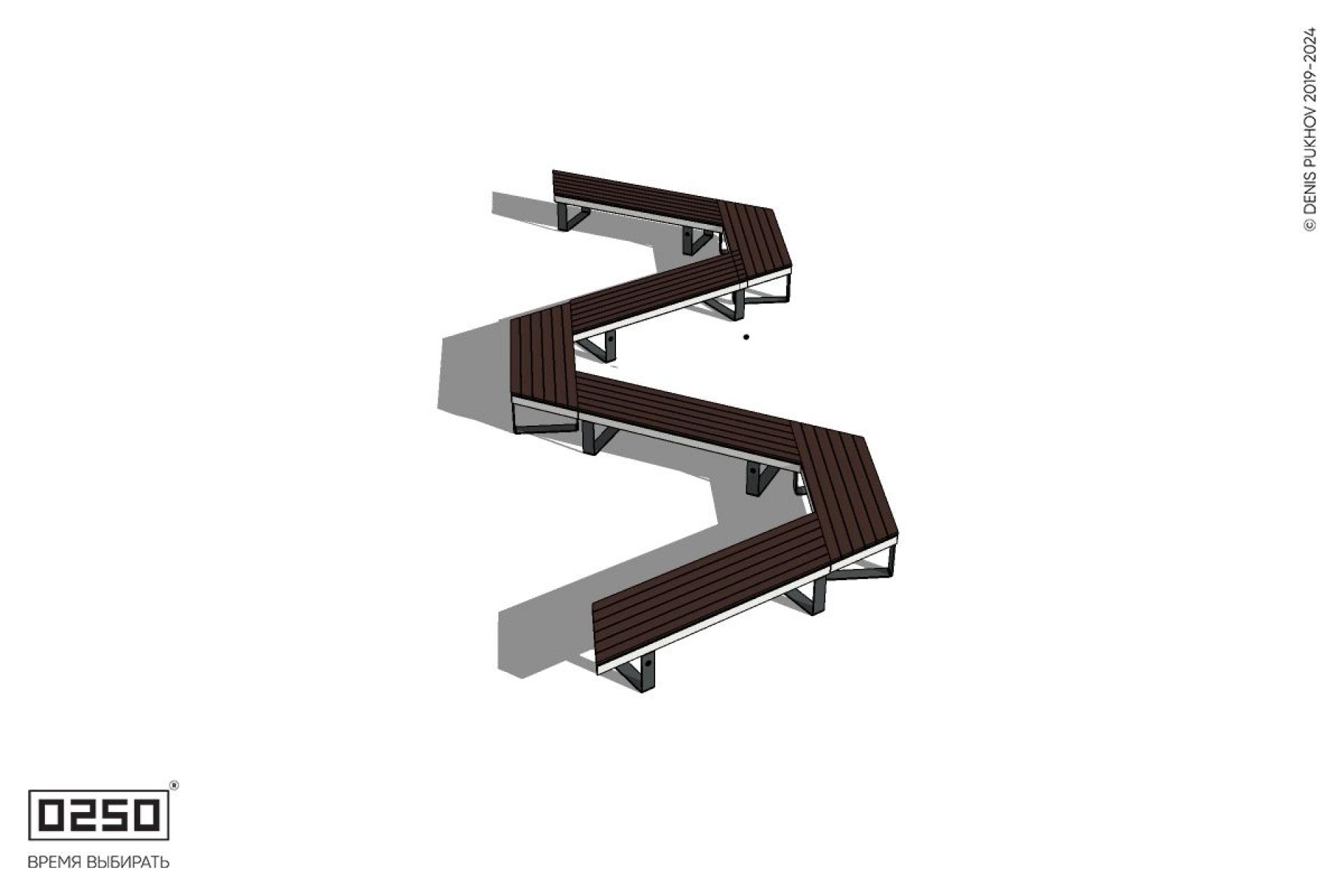 Уличная U-образная трапецеидальная длинная скамейка на ножках производство 0250