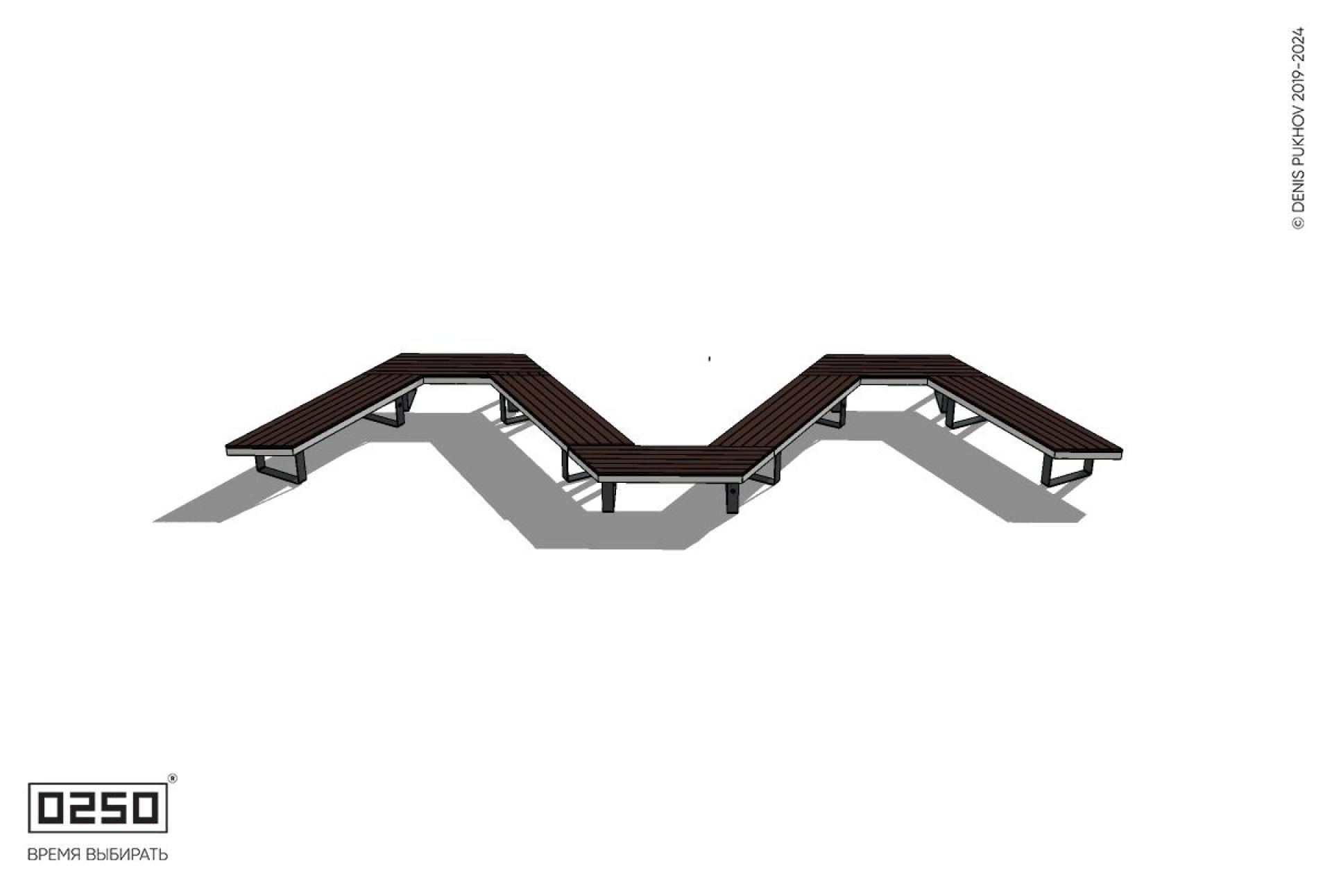 Уличная U-образная трапецеидальная длинная скамейка на ножках производство 0250