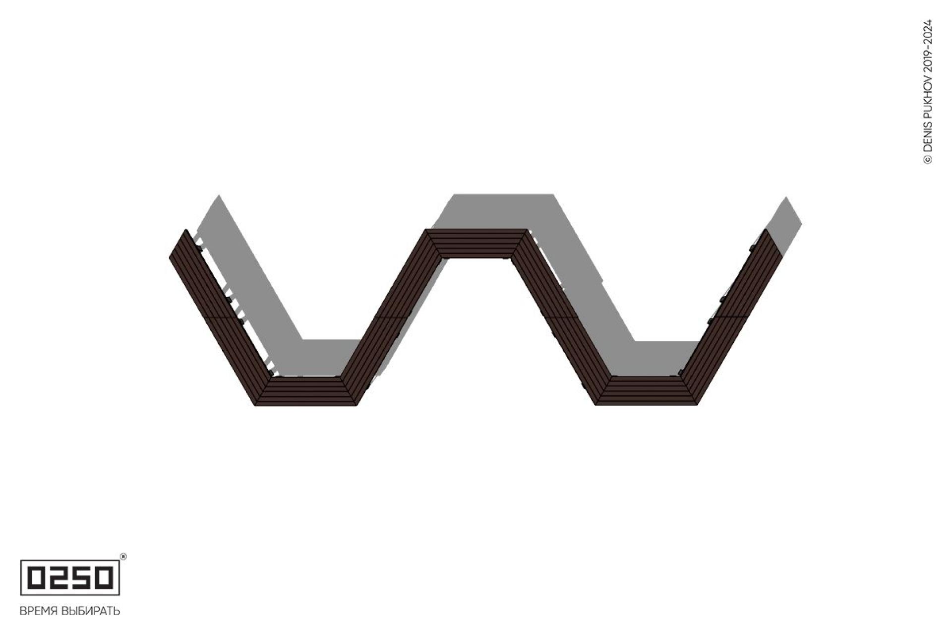 Уличная W-образная трапецеидальная широкая скамейка на ножках производство 0250, module