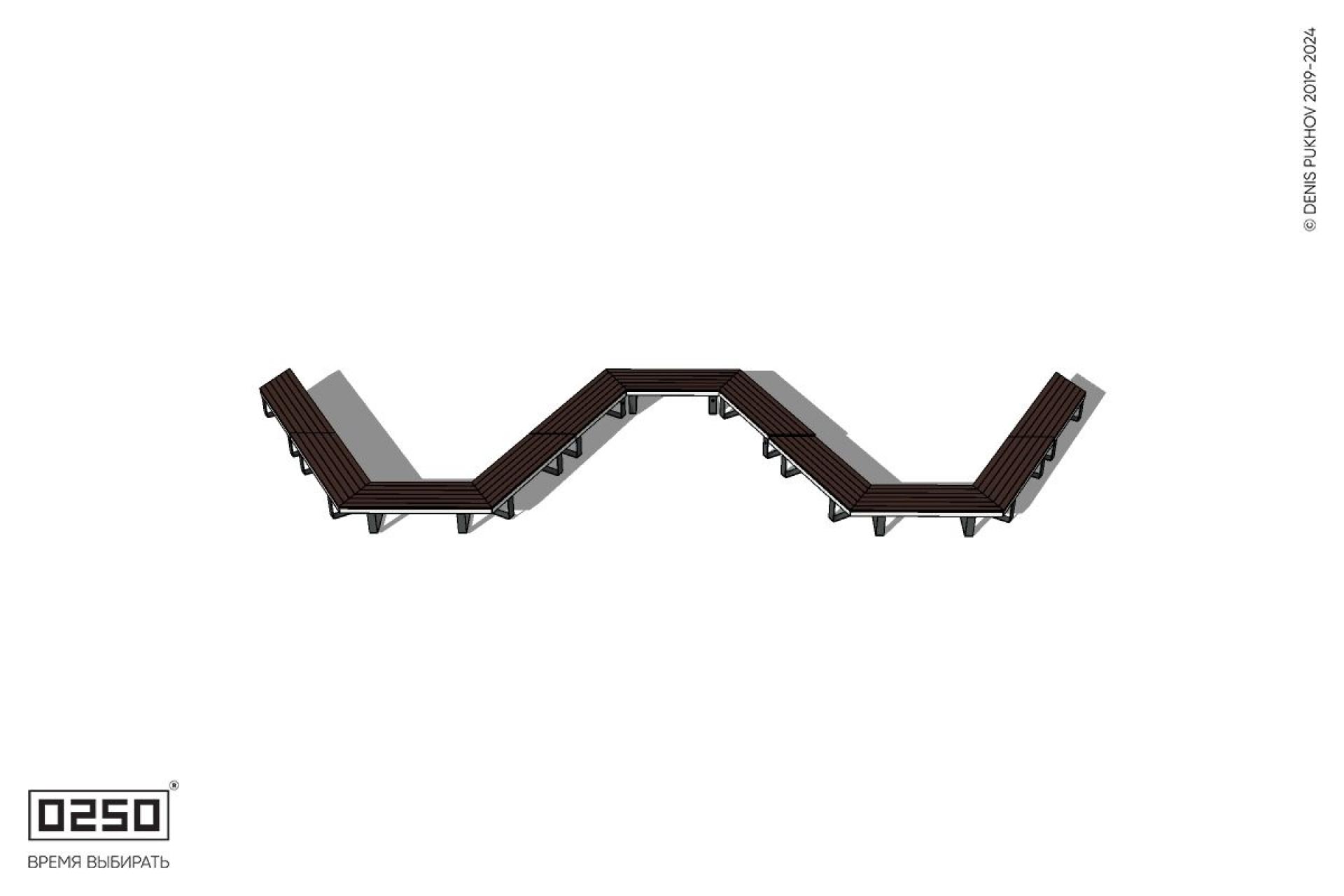 Уличная W-образная трапецеидальная широкая скамейка на ножках производство 0250