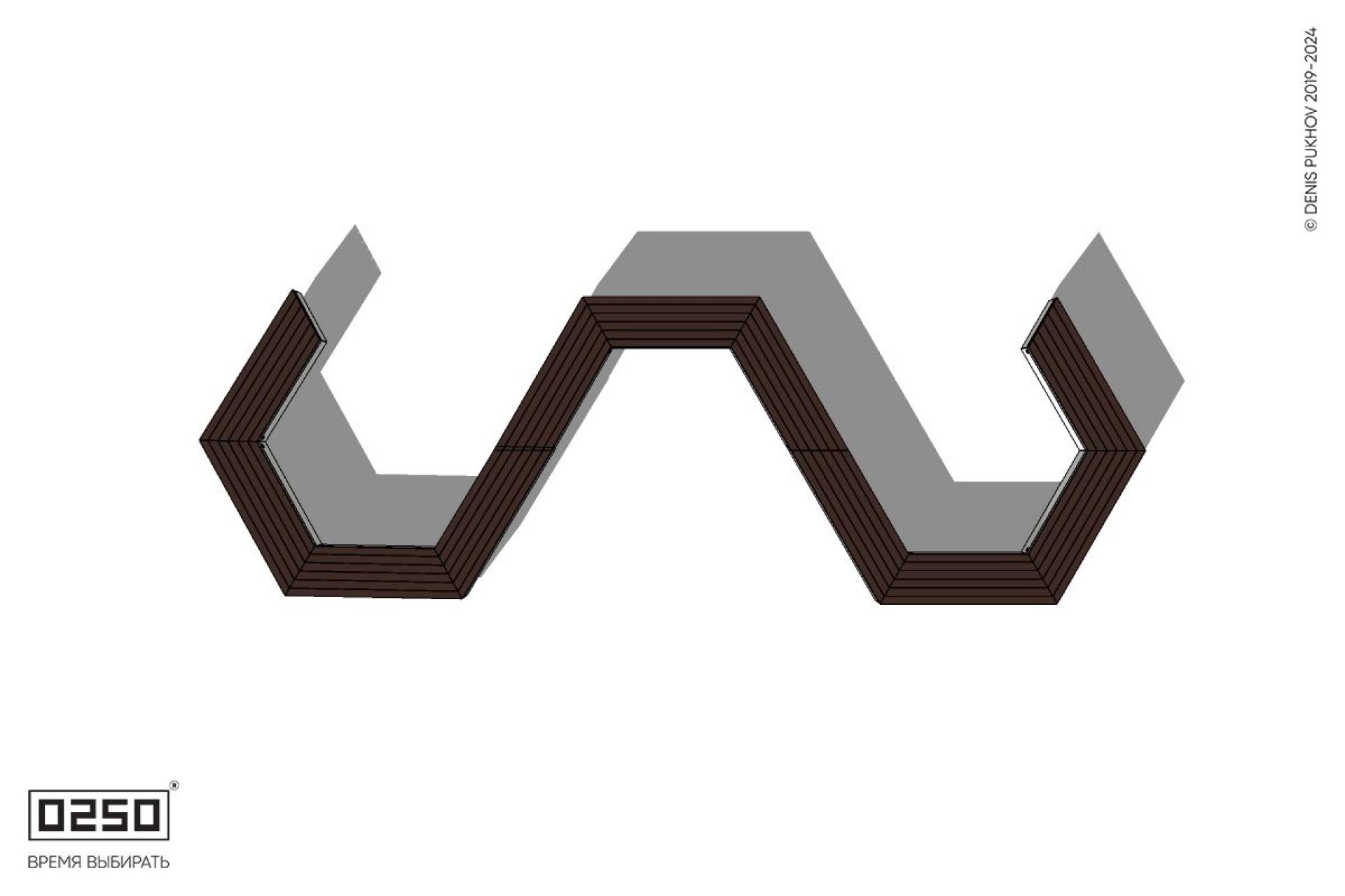 Уличная W-образная трапецеидальная широкая закрытая скамейка на блоке производство 0250, module