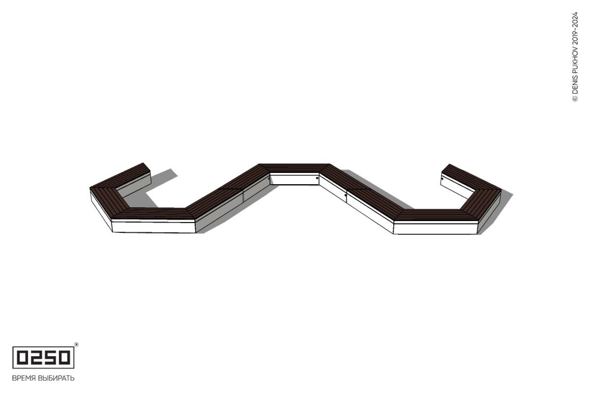 Уличная W-образная трапецеидальная широкая закрытая скамейка на блоке производство 0250