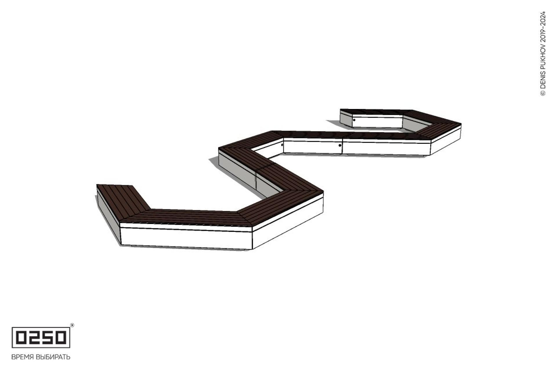 Уличная W-образная трапецеидальная широкая закрытая скамейка на блоке производство 0250