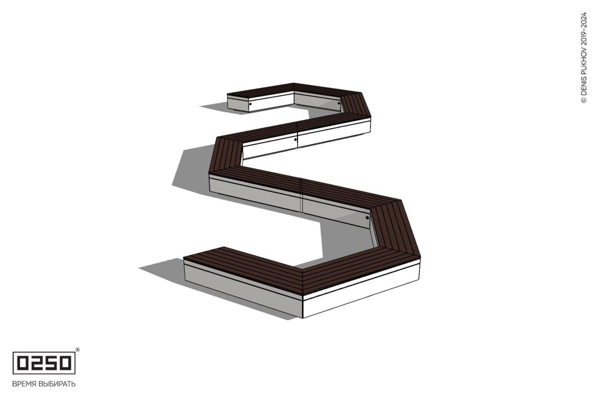 Уличная W-образная трапецеидальная широкая закрытая скамейка на блоке производство 0250