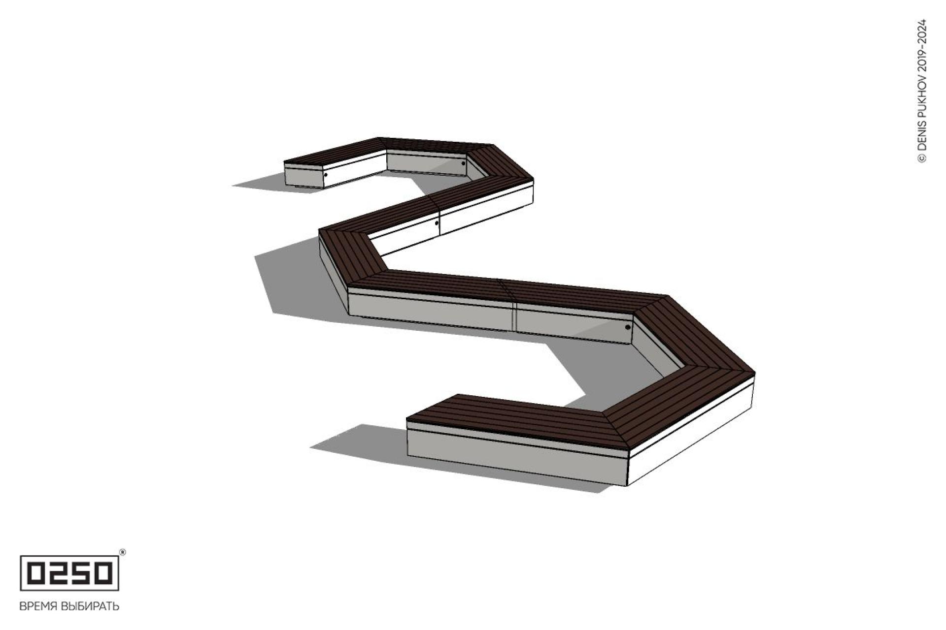 Уличная W-образная трапецеидальная широкая закрытая скамейка на блоке производство 0250