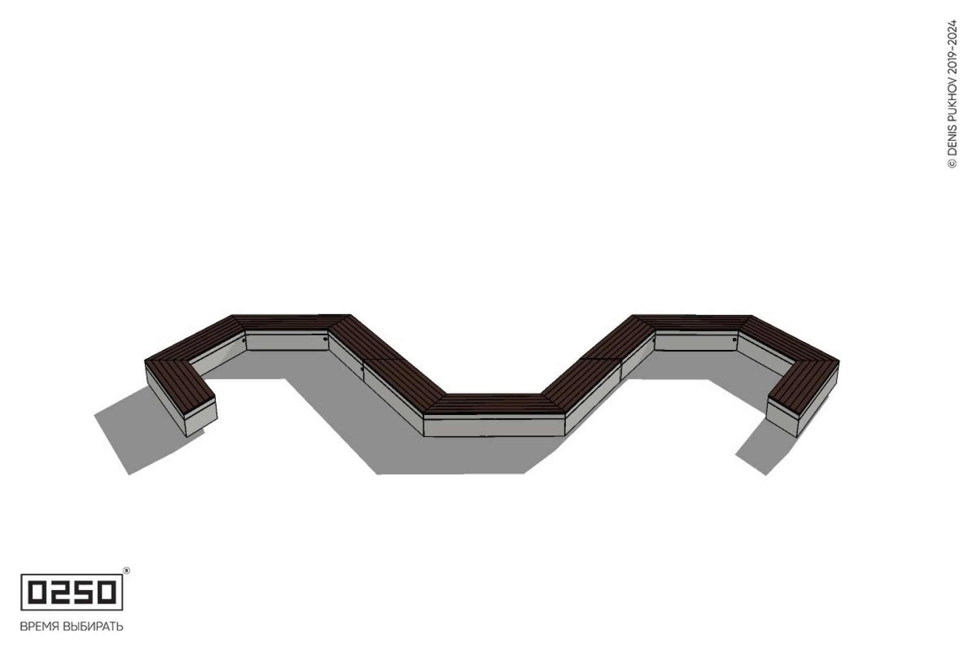 Уличная W-образная трапецеидальная широкая закрытая скамейка на блоке производство 0250