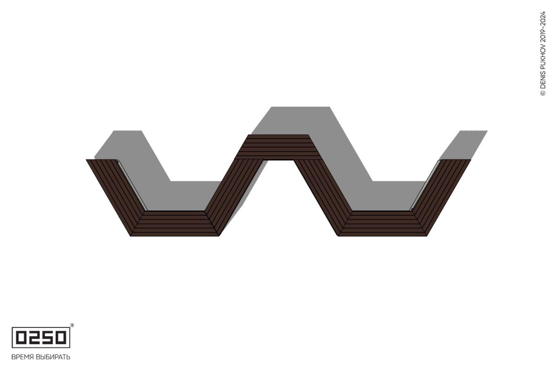 Уличная W-образная трапецеидальная скамейка на блоке производство 0250, module