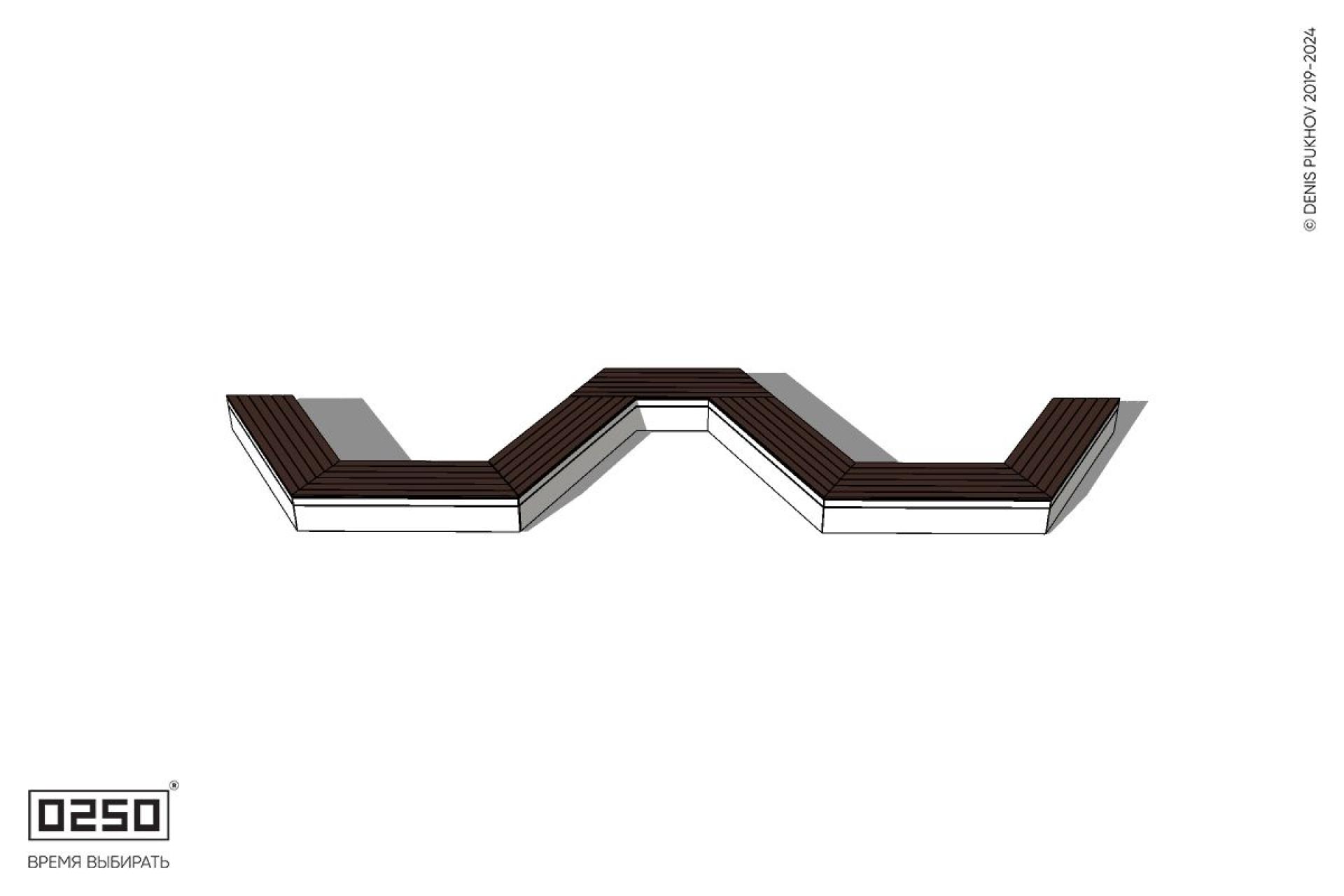 Уличная W-образная трапецеидальная скамейка на блоке производство 0250