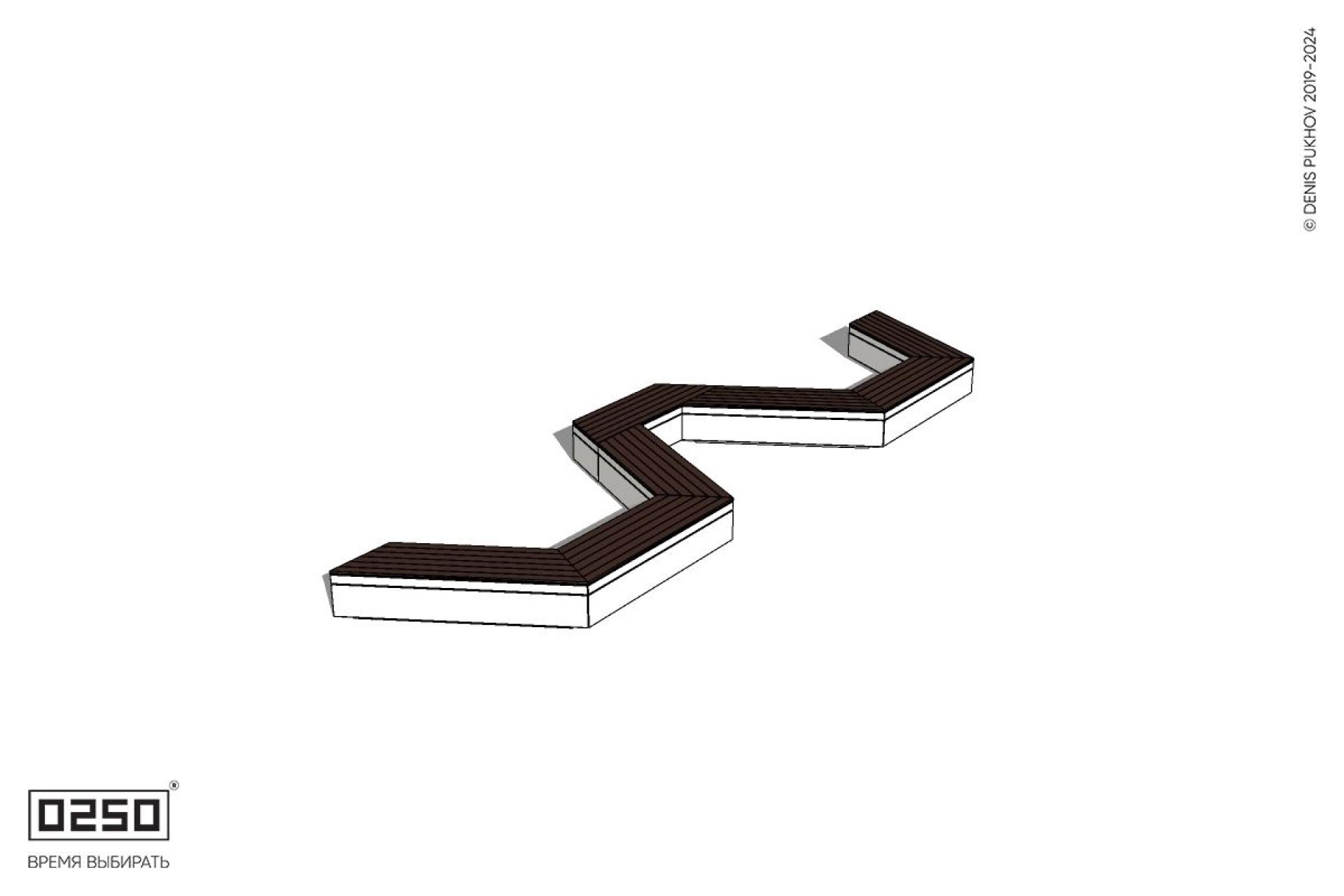 Уличная W-образная трапецеидальная скамейка на блоке производство 0250