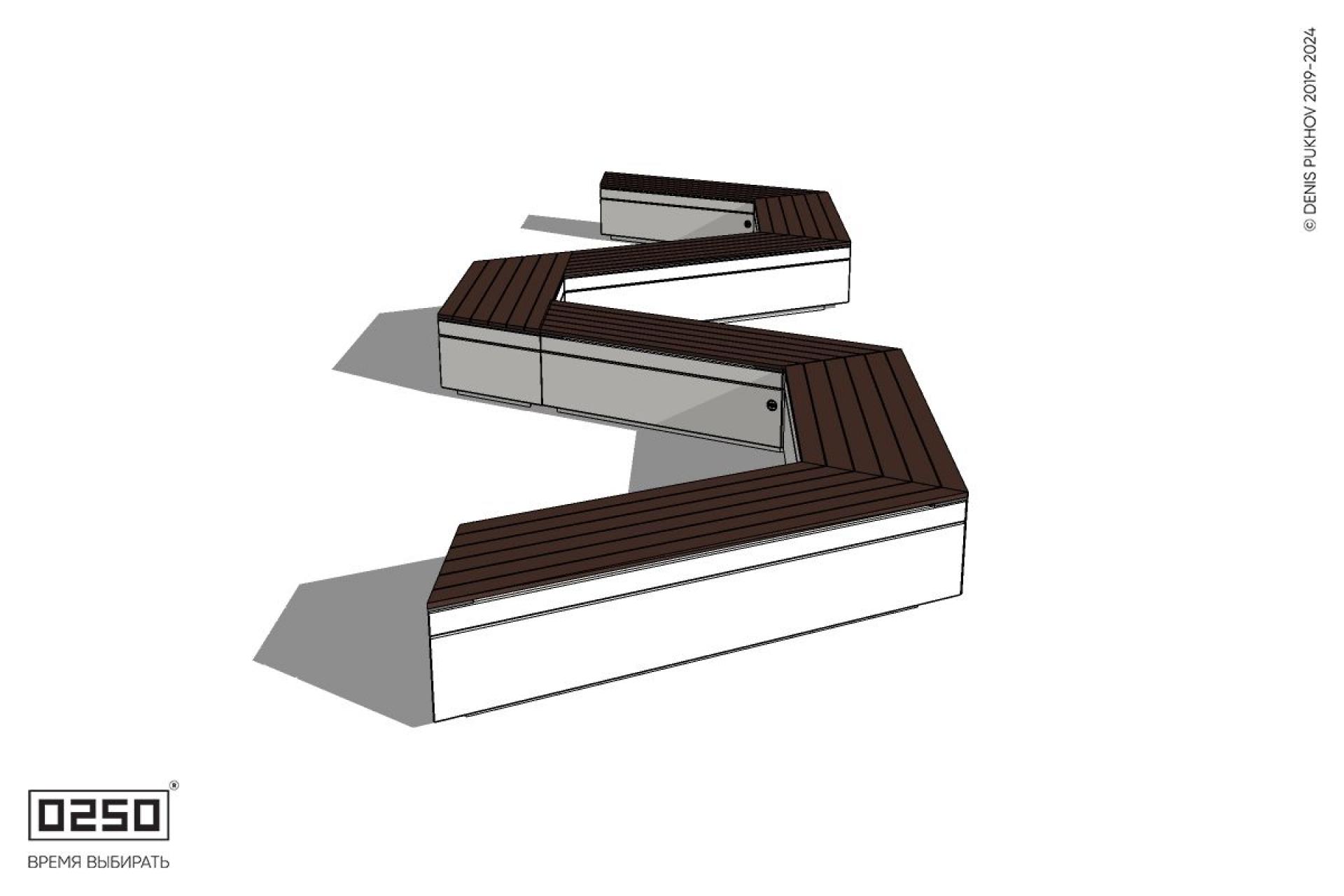 Уличная W-образная трапецеидальная скамейка на блоке производство 0250