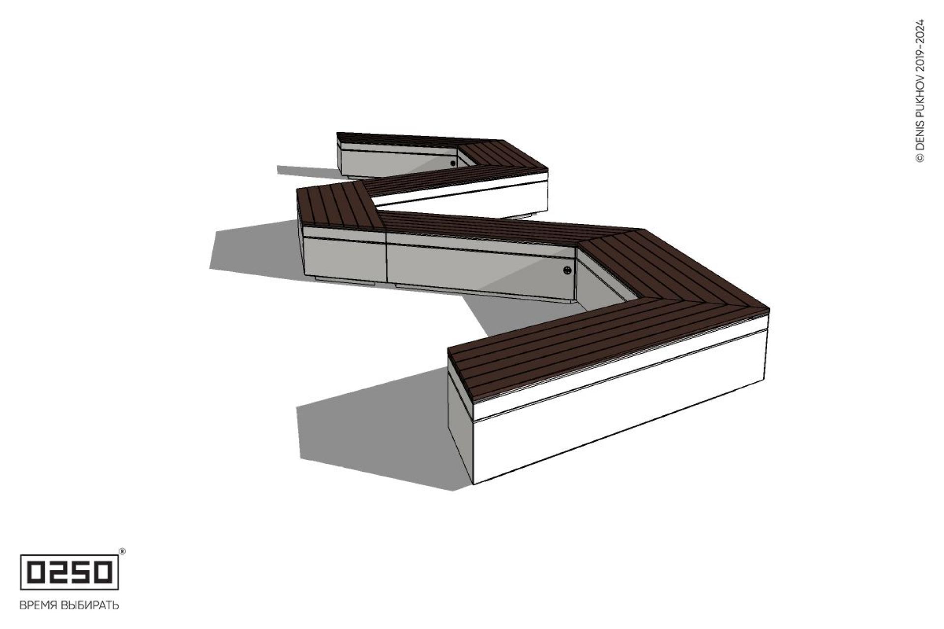 Уличная W-образная трапецеидальная скамейка на блоке производство 0250
