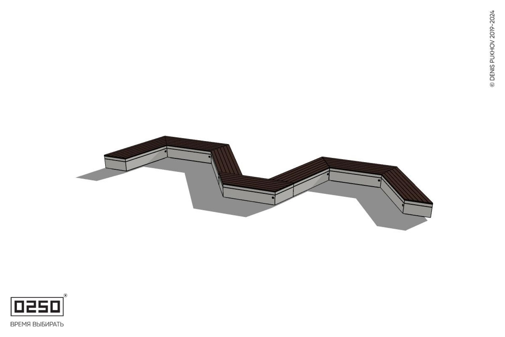 Уличная W-образная трапецеидальная скамейка на блоке производство 0250