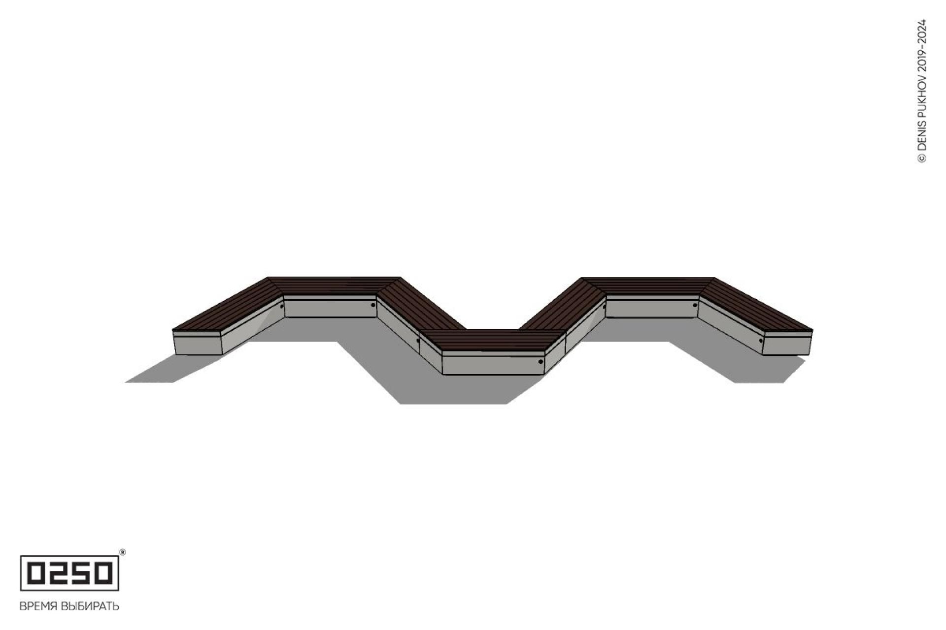 Уличная W-образная трапецеидальная скамейка на блоке производство 0250