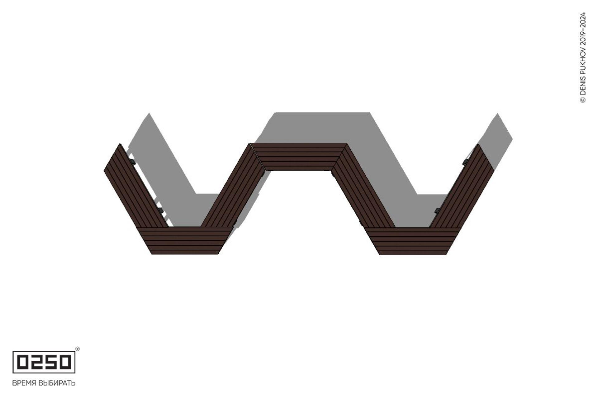 Уличная W-образная трапецеидальная скамейка на ножках производство 0250, module