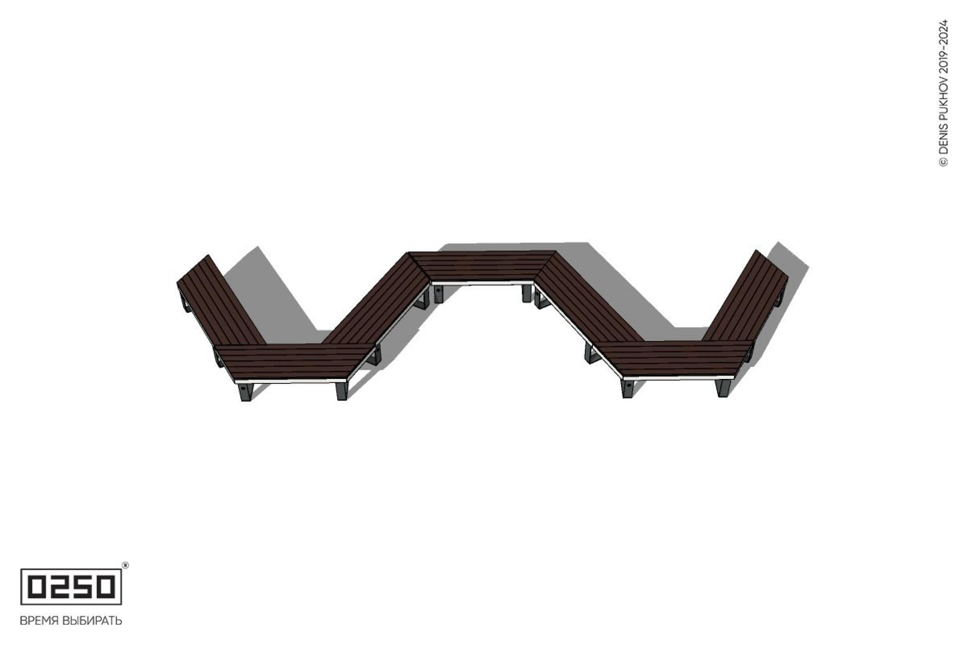 Уличная W-образная трапецеидальная скамейка на ножках производство 0250