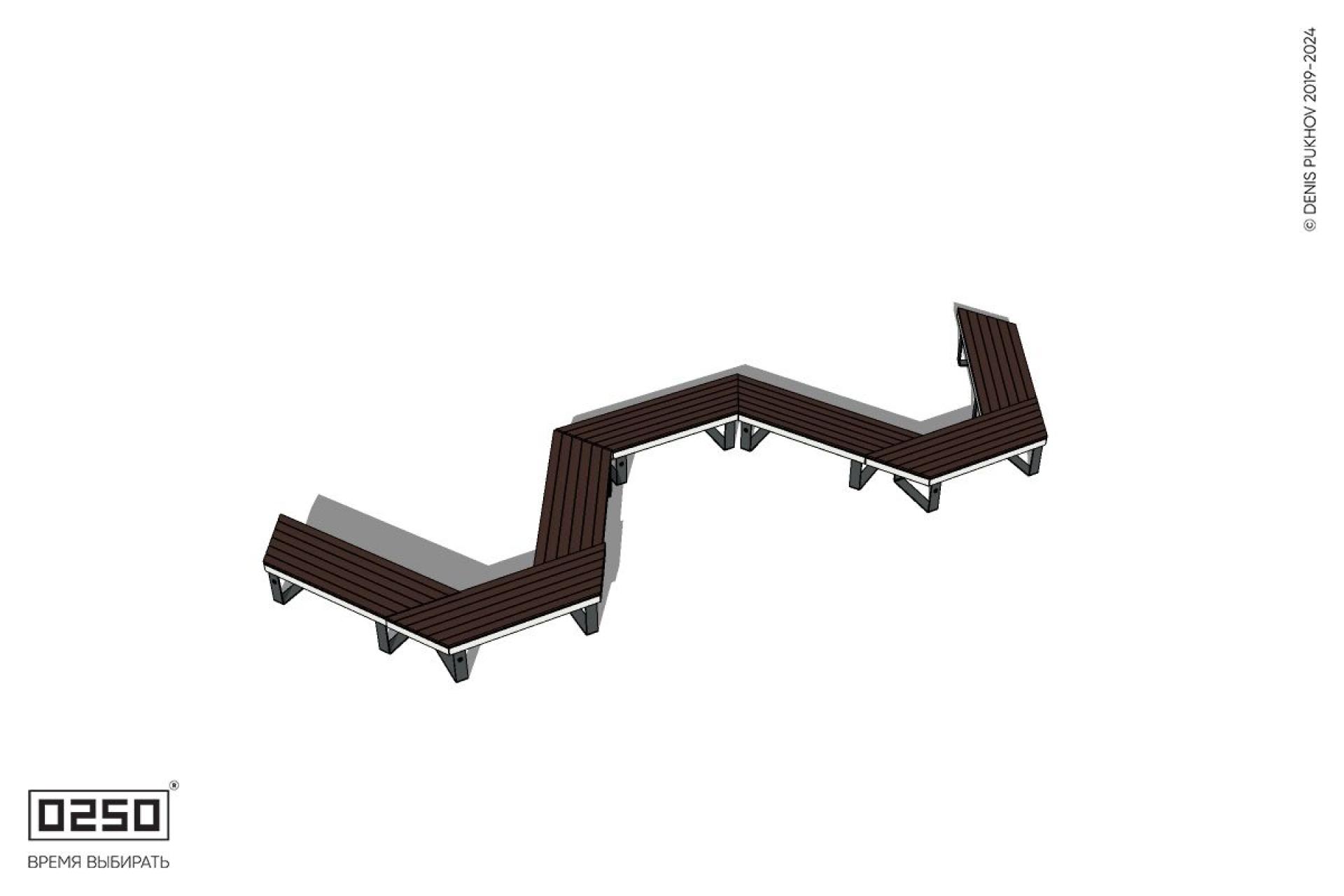 Уличная W-образная трапецеидальная скамейка на ножках производство 0250