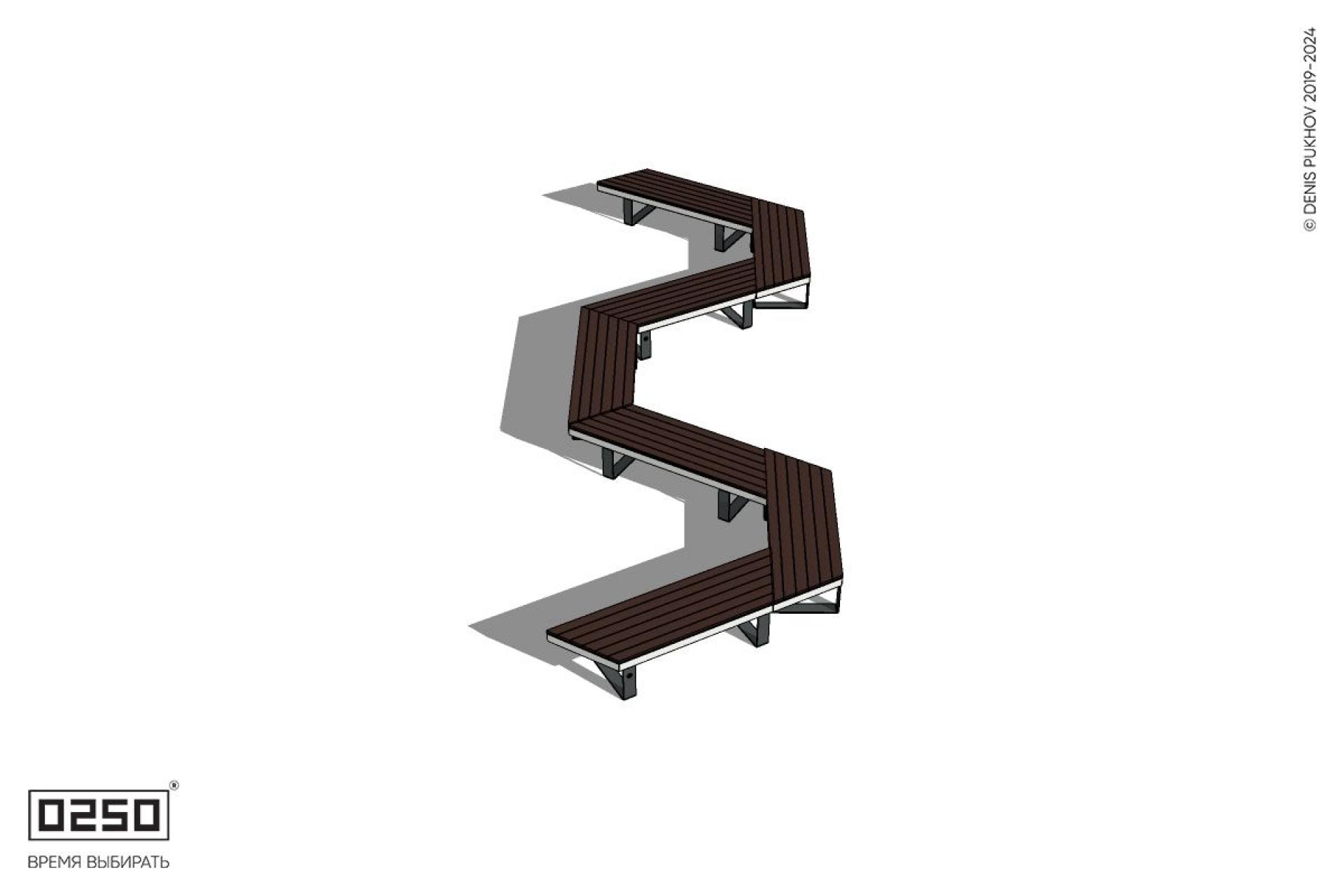 Уличная W-образная трапецеидальная скамейка на ножках производство 0250