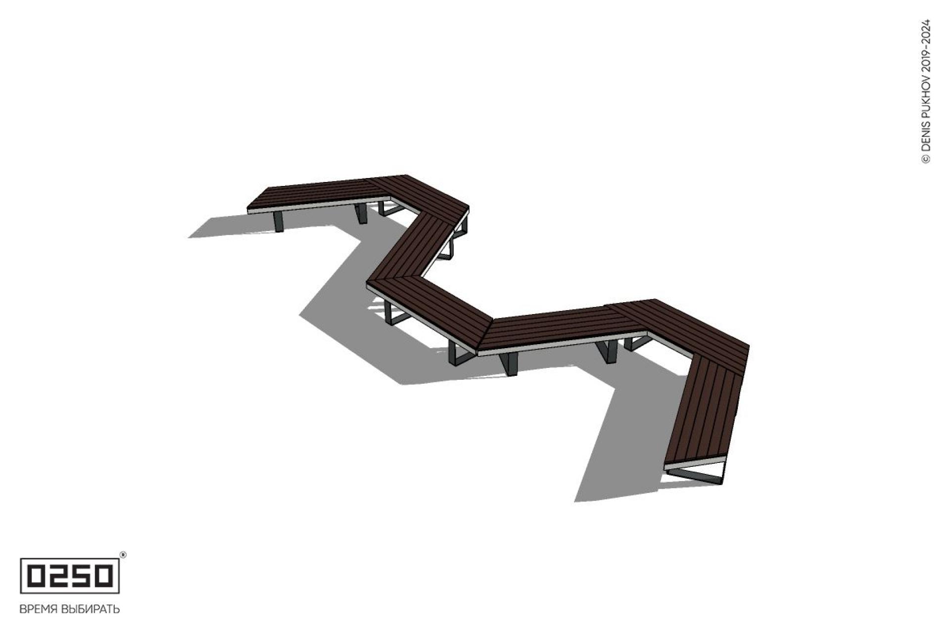 Уличная W-образная трапецеидальная скамейка на ножках производство 0250