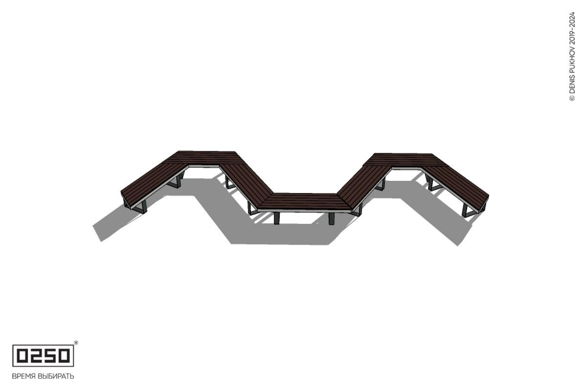 Уличная W-образная трапецеидальная скамейка на ножках производство 0250