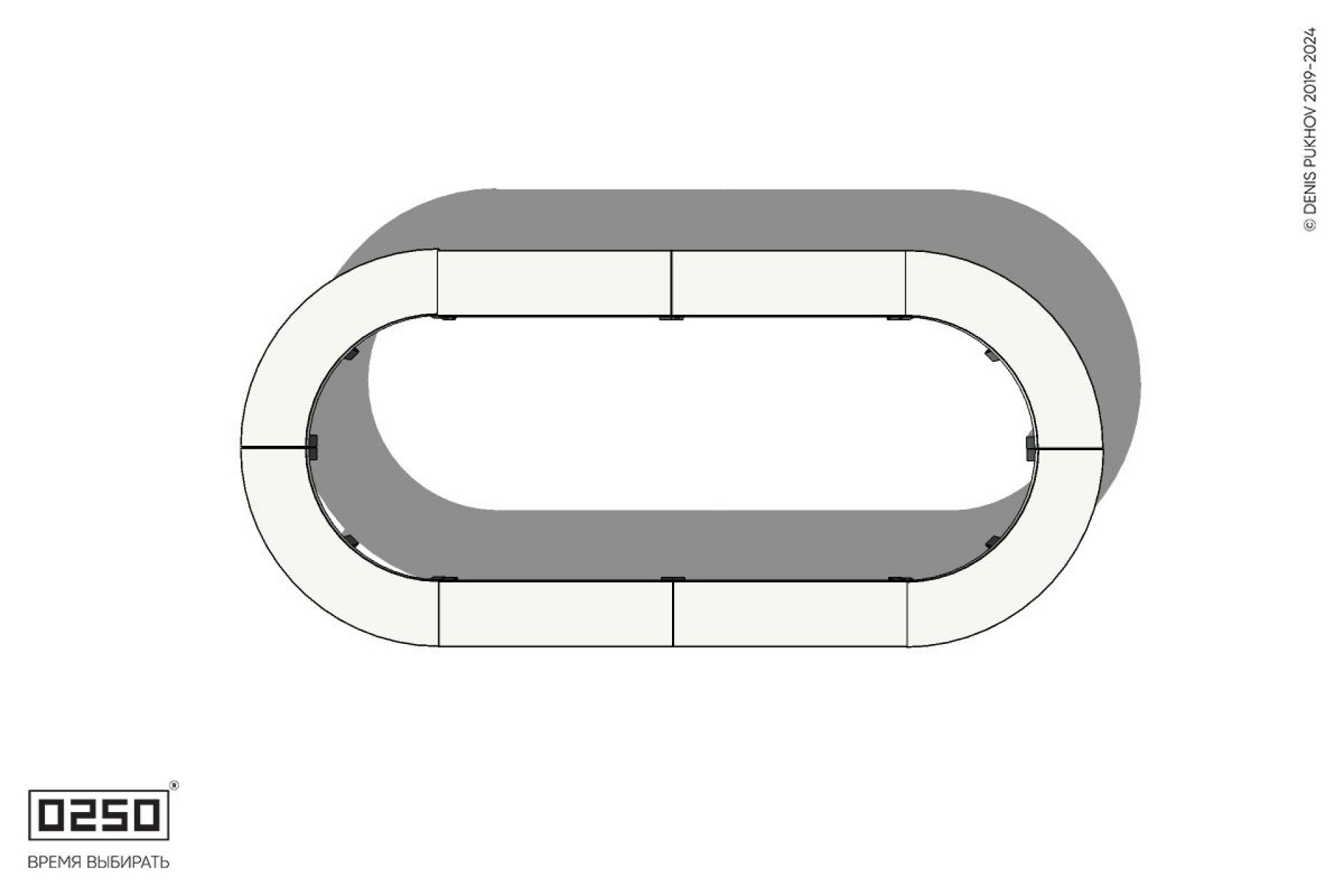 Уличная Бетонная округлая двухпролетная скамейка на ножках производство 0250, module