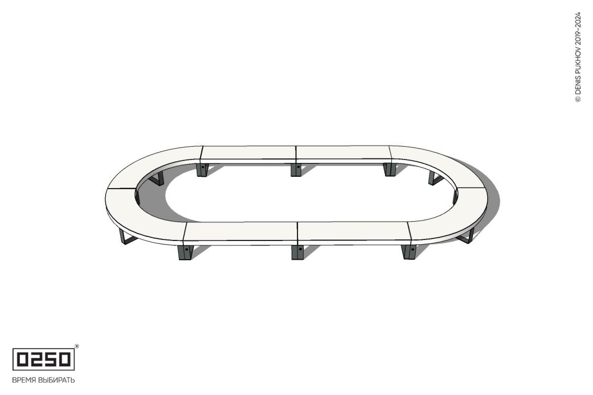 Уличная Бетонная округлая двухпролетная скамейка на ножках производство 0250