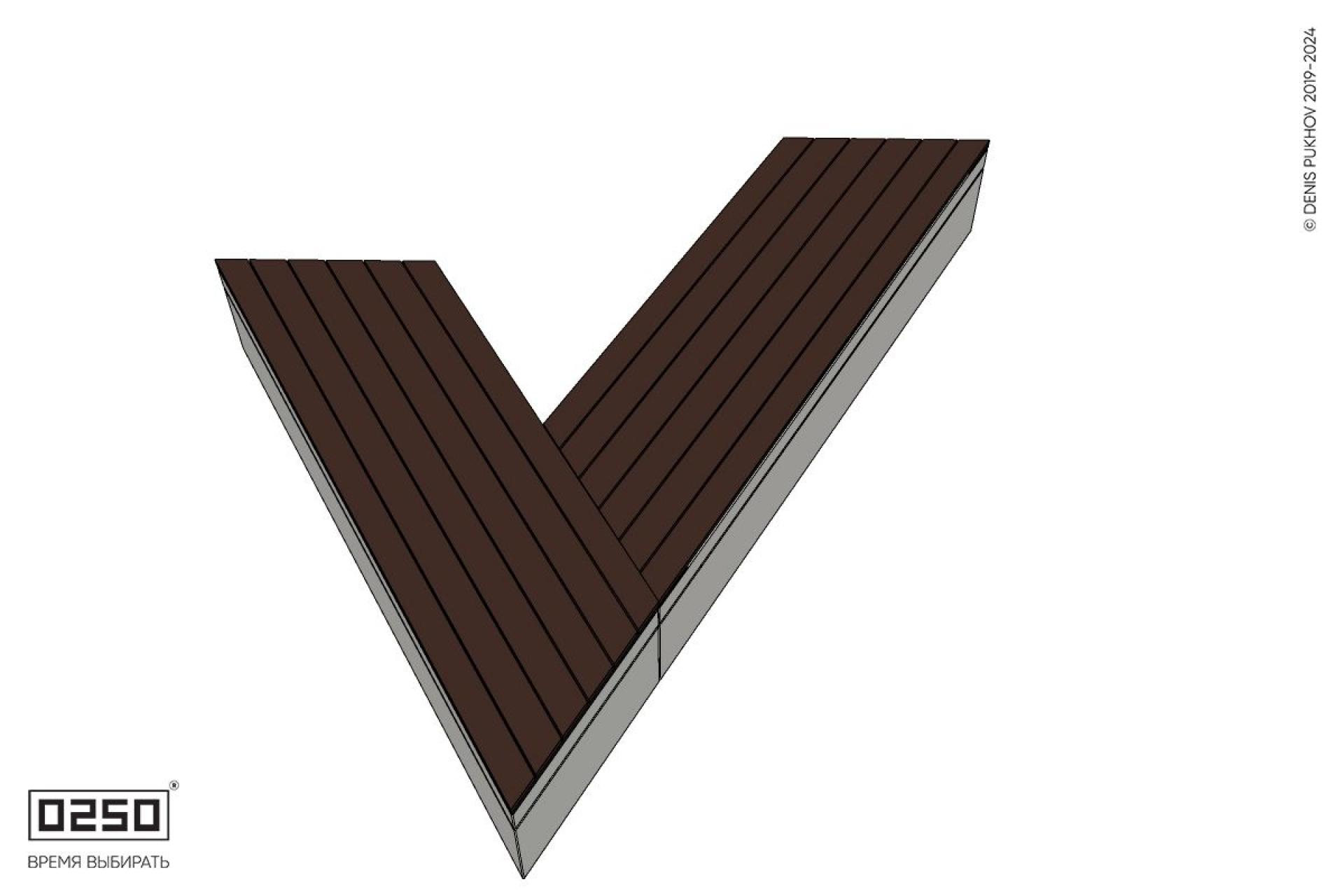 Уличная Остроугольная скамейка на блоке производство 0250