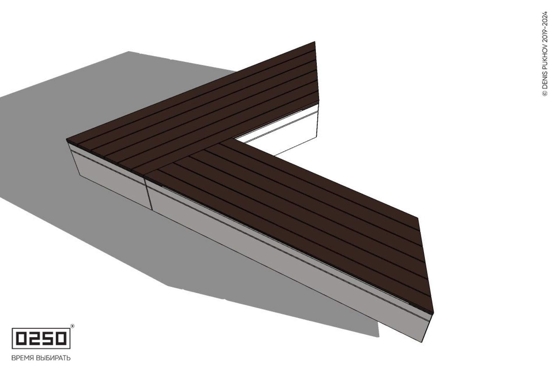Уличная Остроугольная скамейка на блоке производство 0250