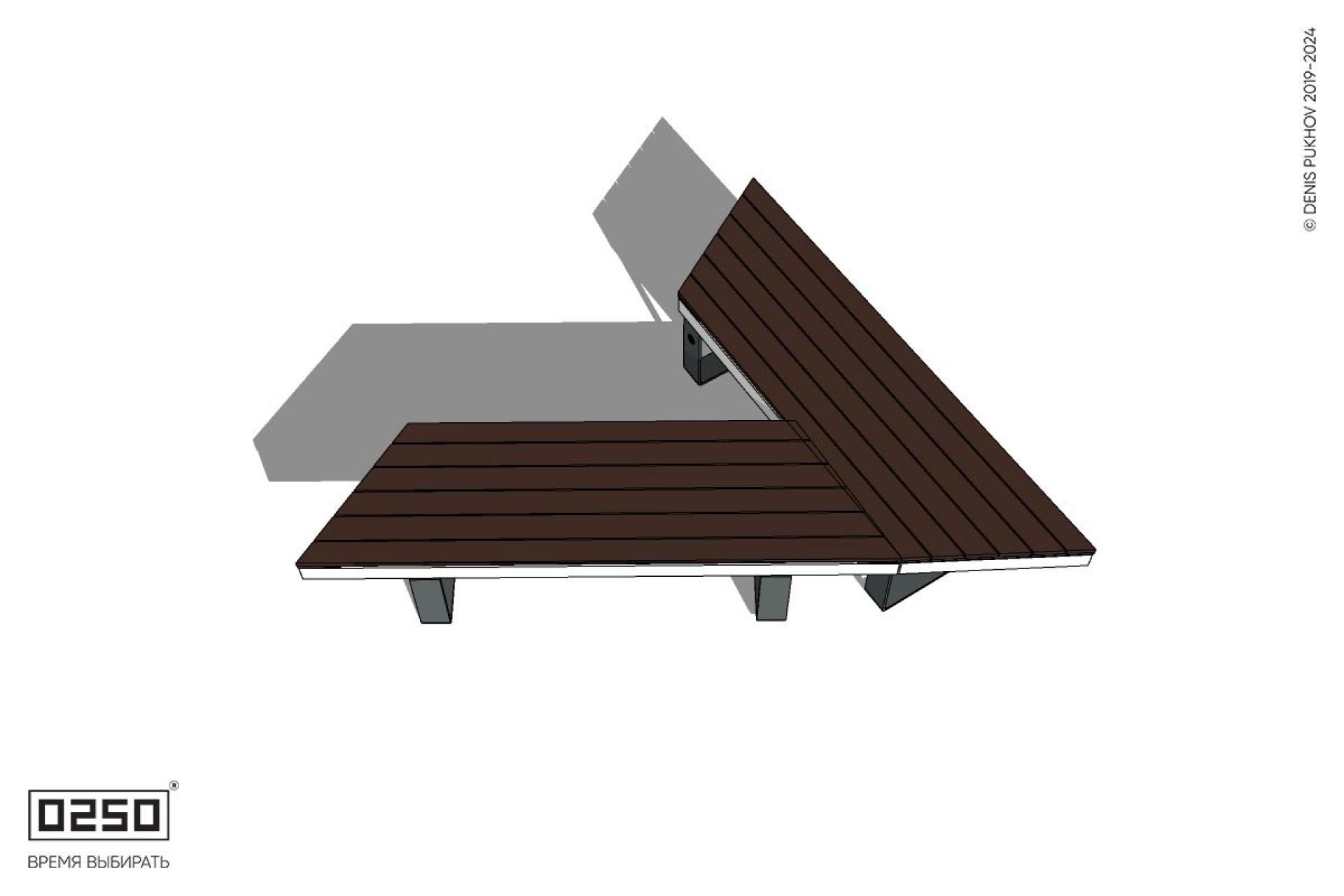 Уличная Остроугольная скамейка на ножках производство 0250