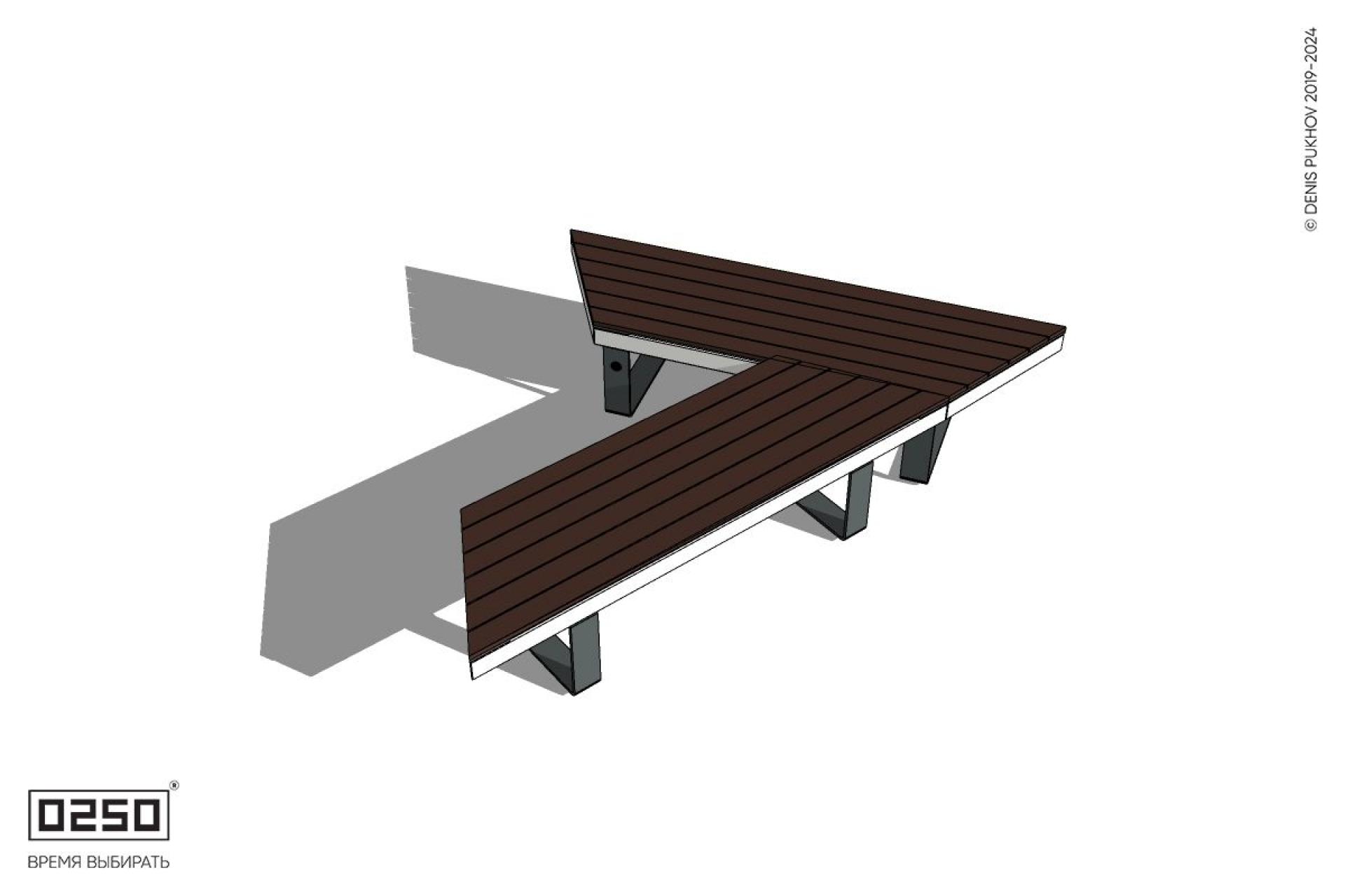 Уличная Остроугольная скамейка на ножках производство 0250