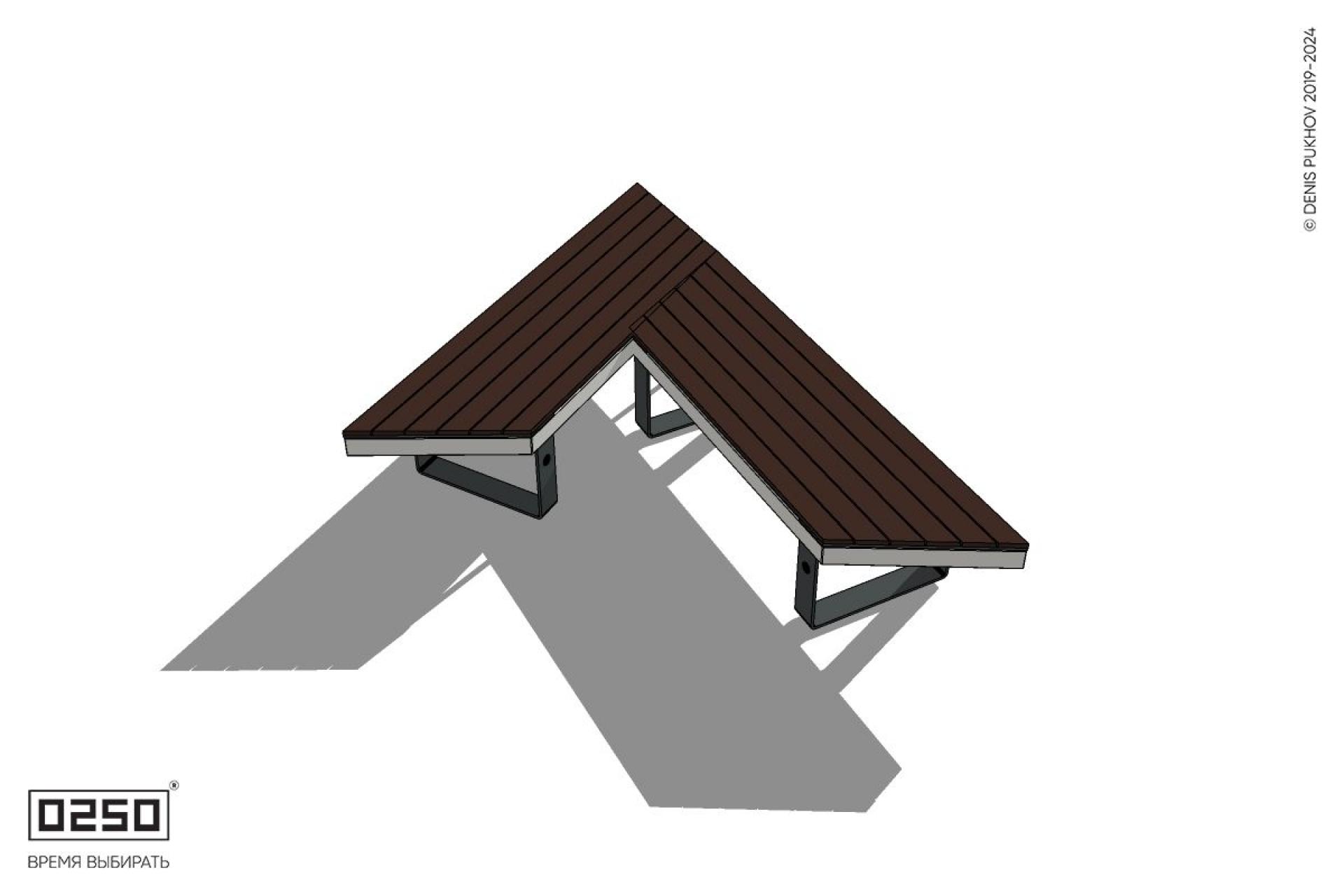 Уличная Остроугольная скамейка на ножках производство 0250