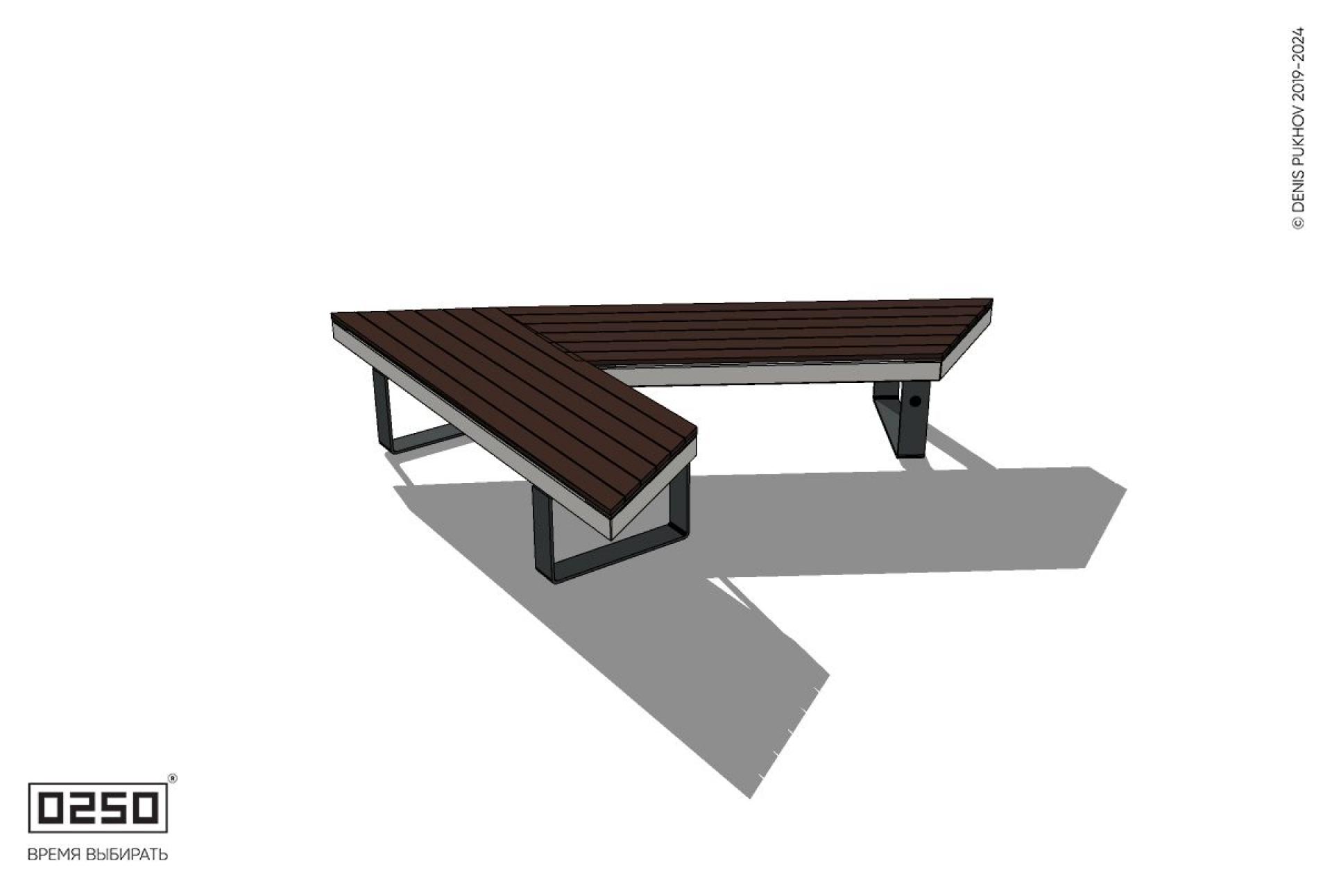 Уличная Остроугольная скамейка на ножках производство 0250
