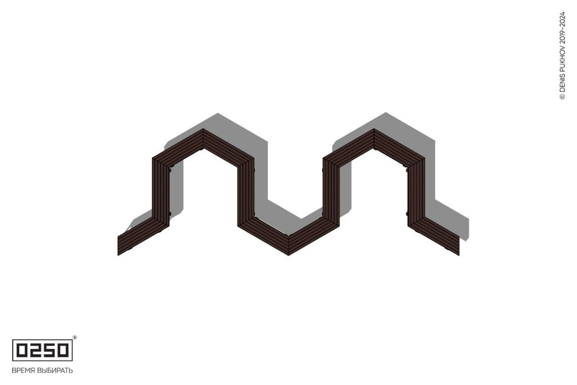 M-образная гексагональная скамейка на ножках Уличная M-образная гексагональная скамейка на ножках производство 0250, module