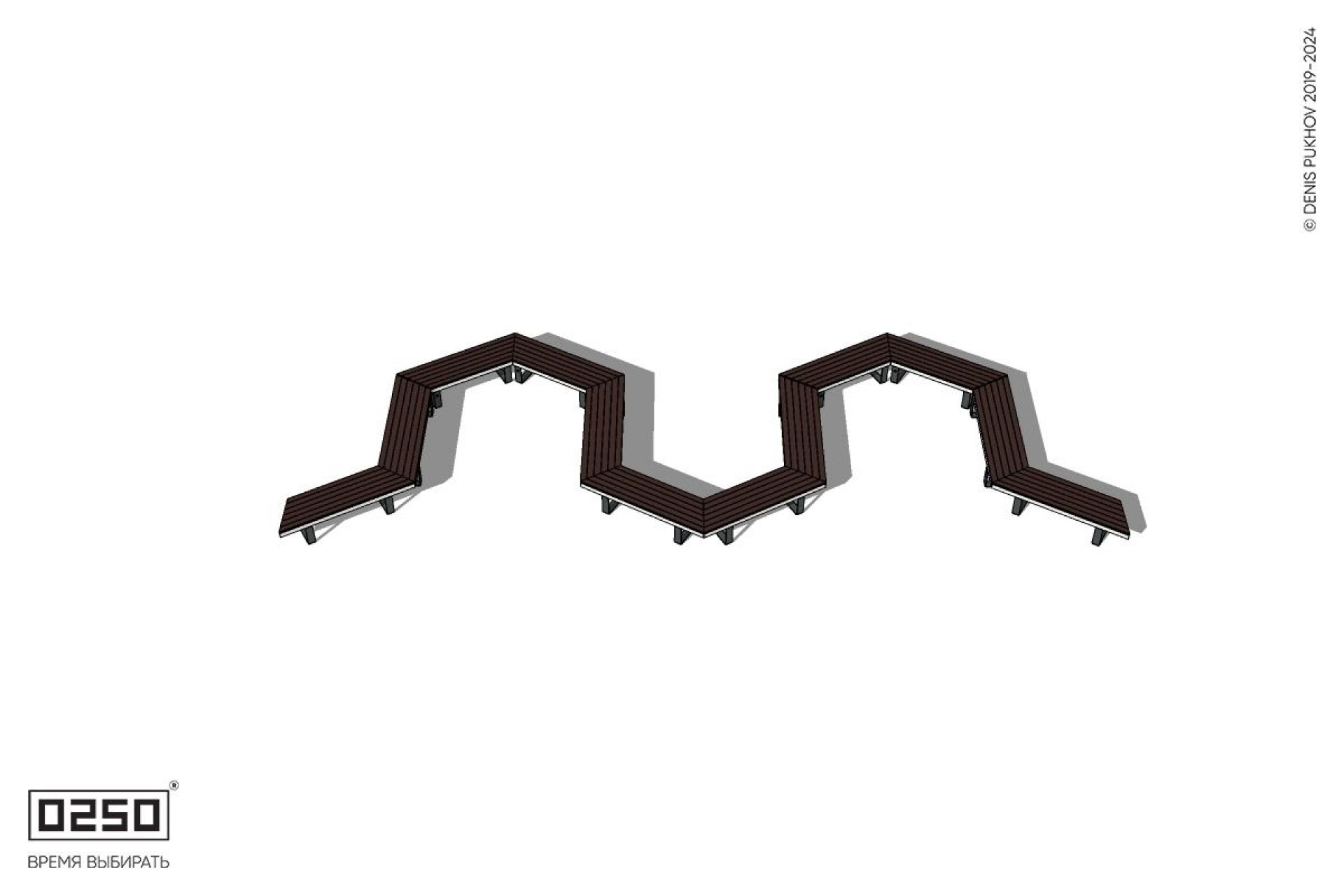 Уличная M-образная гексагональная скамейка на ножках производство 0250 Уличная M-образная гексагональная скамейка на ножках производство 0250